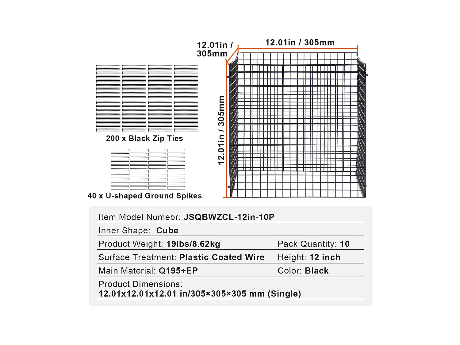 Cages et Supports pour Plantes SucceBuy 30,5 x 30,5 cm, 10 Pièces, Protections pour Animaux pour Légumes