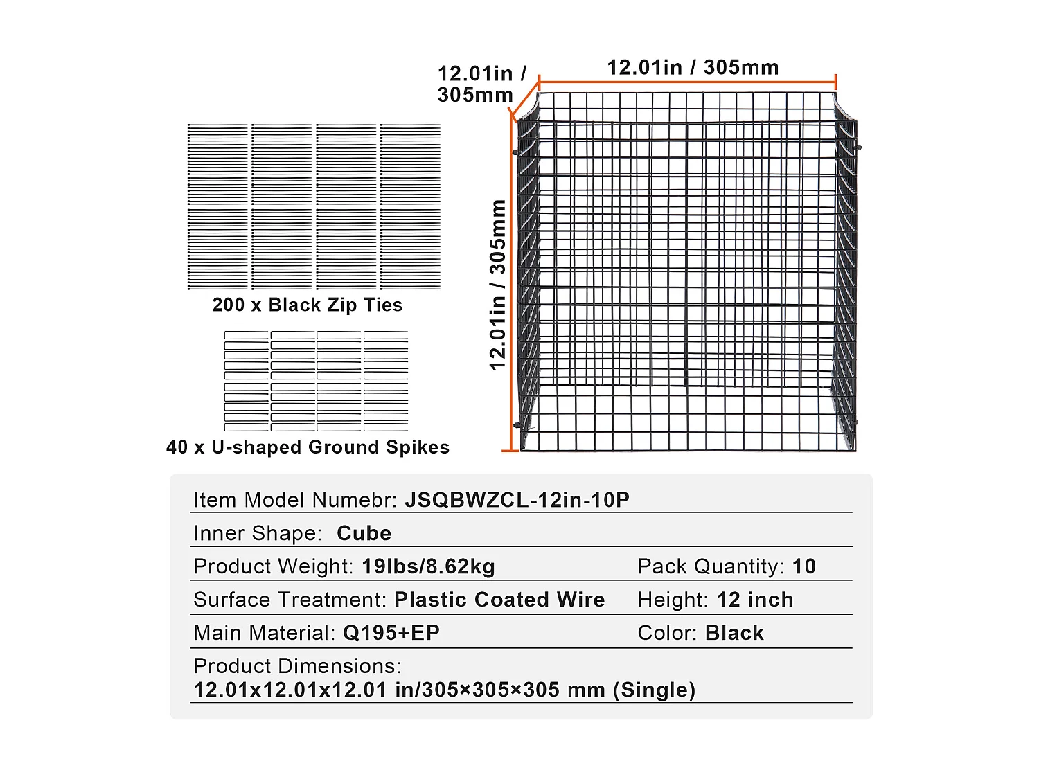 Cages et Supports pour Plantes SucceBuy 30,5 x 30,5 cm, 10 Pièces, Protections pour Animaux pour Légumes