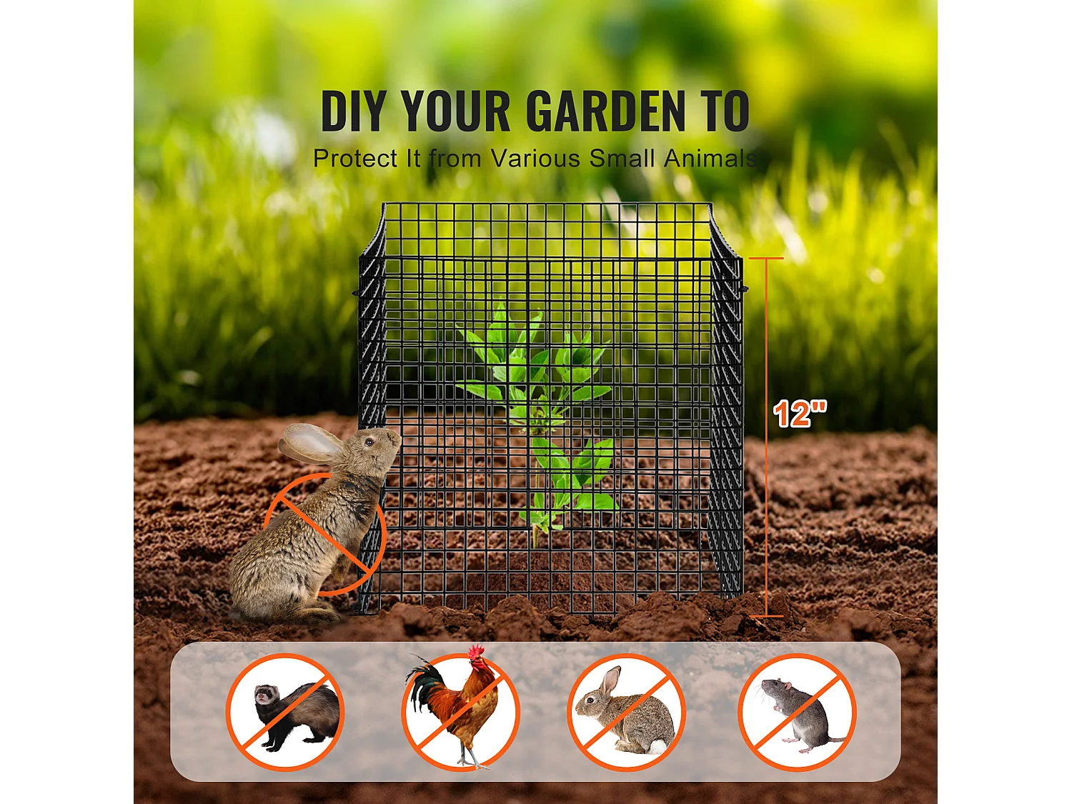 Cages et Supports pour Plantes SucceBuy 30,5 x 30,5 cm, 10 Pièces, Protections pour Animaux pour Légumes