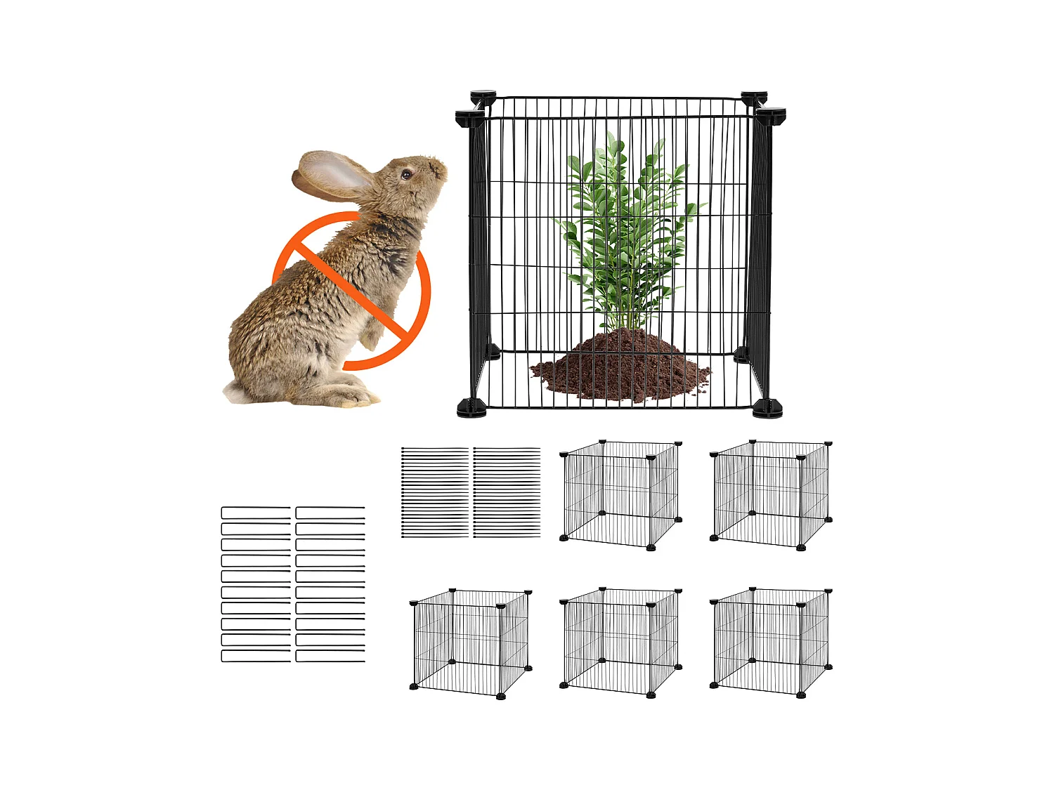 Cages et Supports pour Plantes SucceBuy 39 x 39 cm, 5 Pièces, Protections pour Animaux pour Jardin