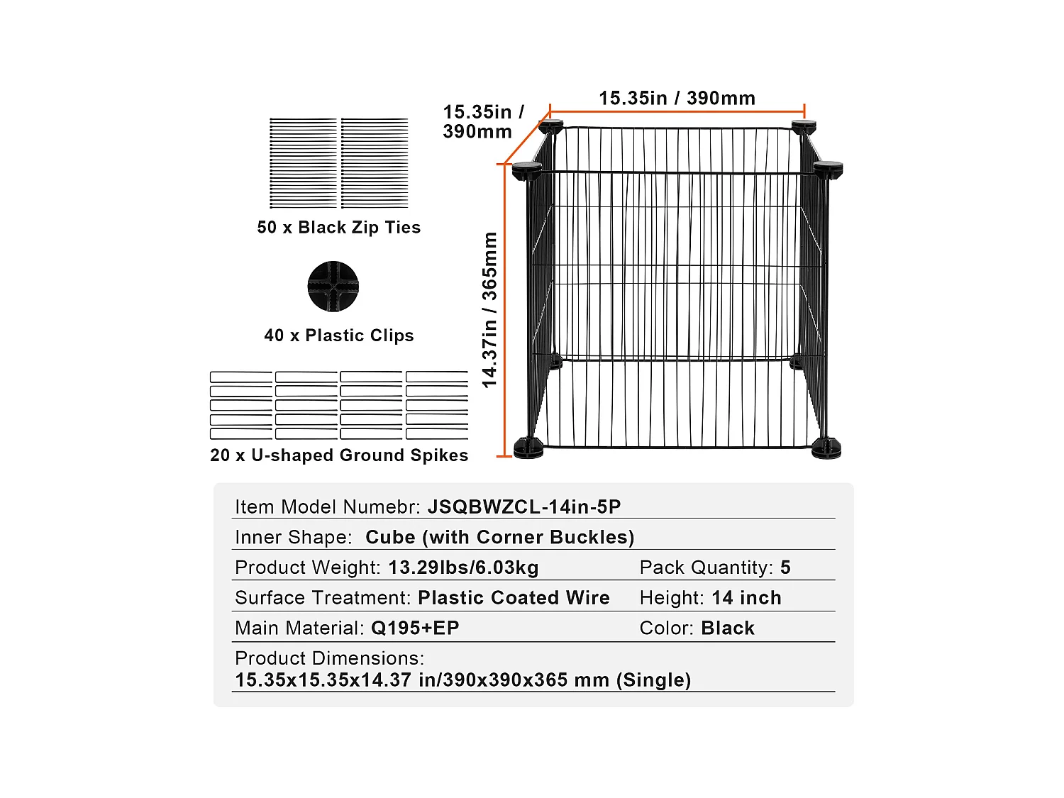 Cages et Supports pour Plantes SucceBuy 39 x 39 cm, 5 Pièces, Protections pour Animaux pour Jardin