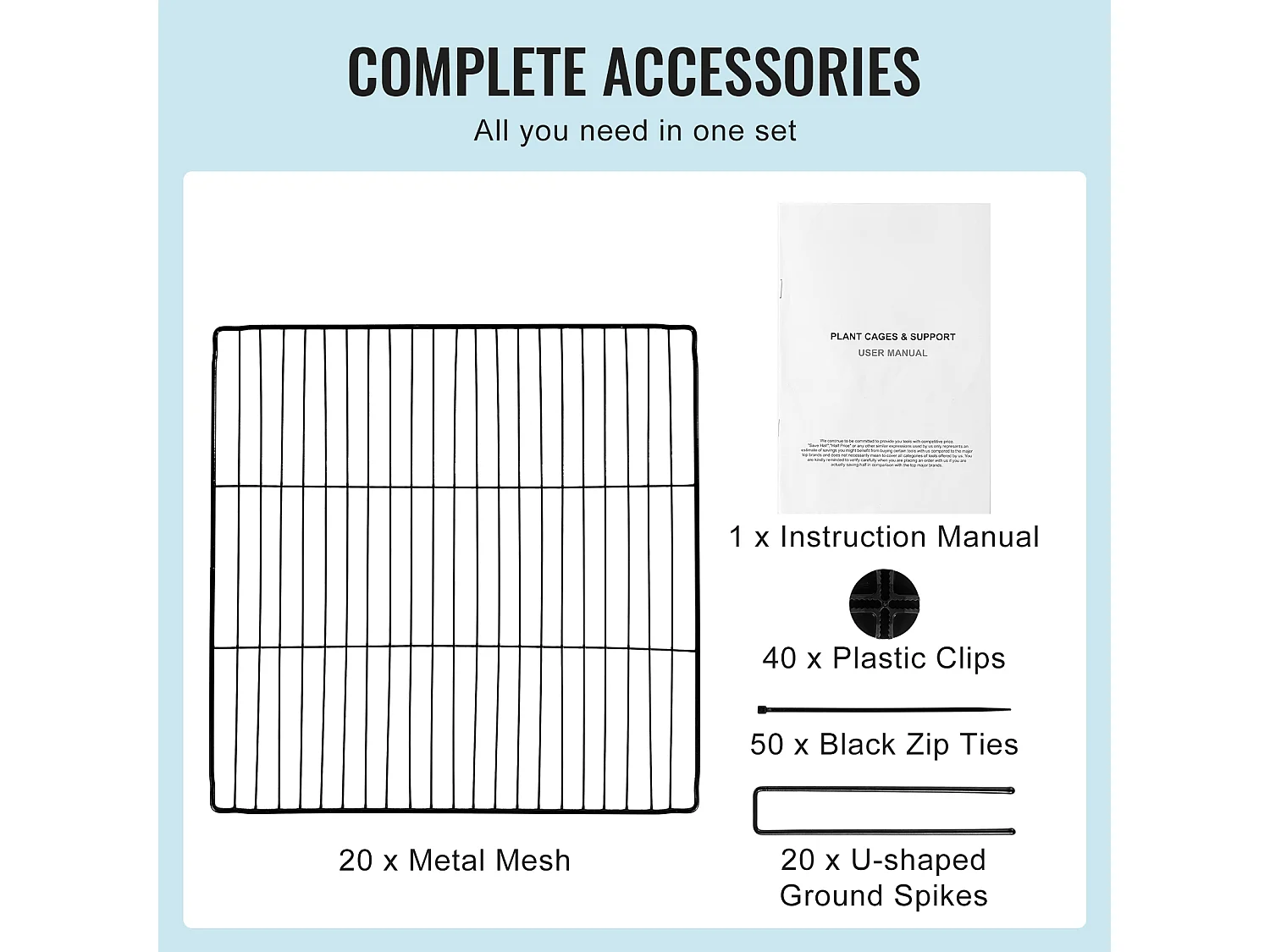 Cages et Supports pour Plantes SucceBuy 39 x 39 cm, 5 Pièces, Protections pour Animaux pour Jardin