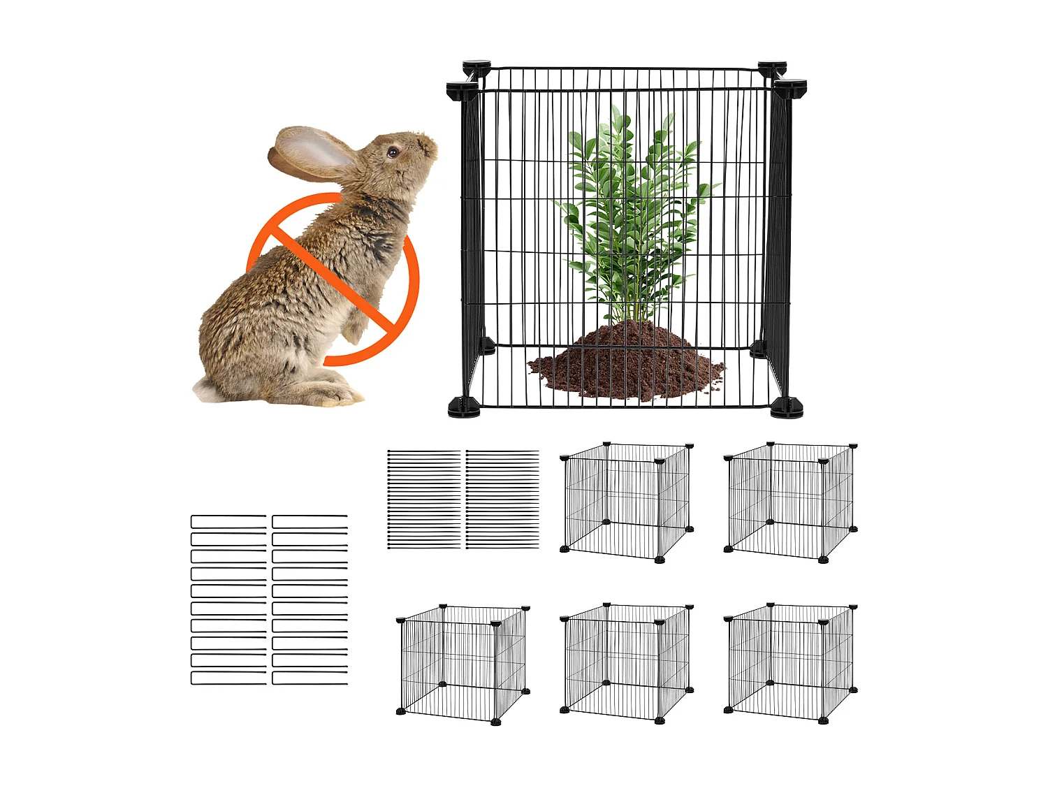 Cages et Supports pour Plantes SucceBuy 39 x 39 cm, 5 Pièces, Protections pour Animaux pour Jardin