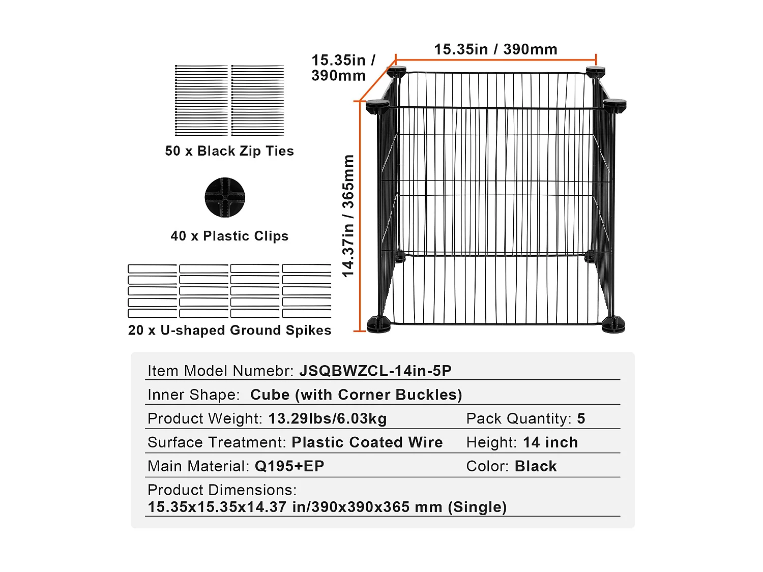 Cages et Supports pour Plantes SucceBuy 39 x 39 cm, 5 Pièces, Protections pour Animaux pour Jardin