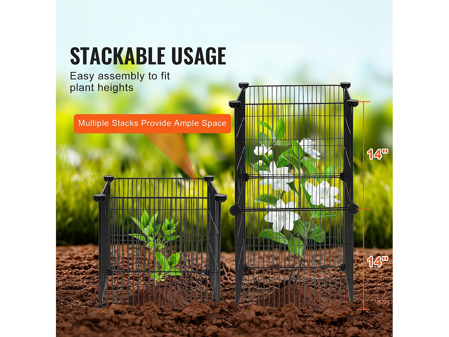 Cages et Supports pour Plantes SucceBuy 39 x 39 cm, 5 Pièces, Protections pour Animaux pour Jardin