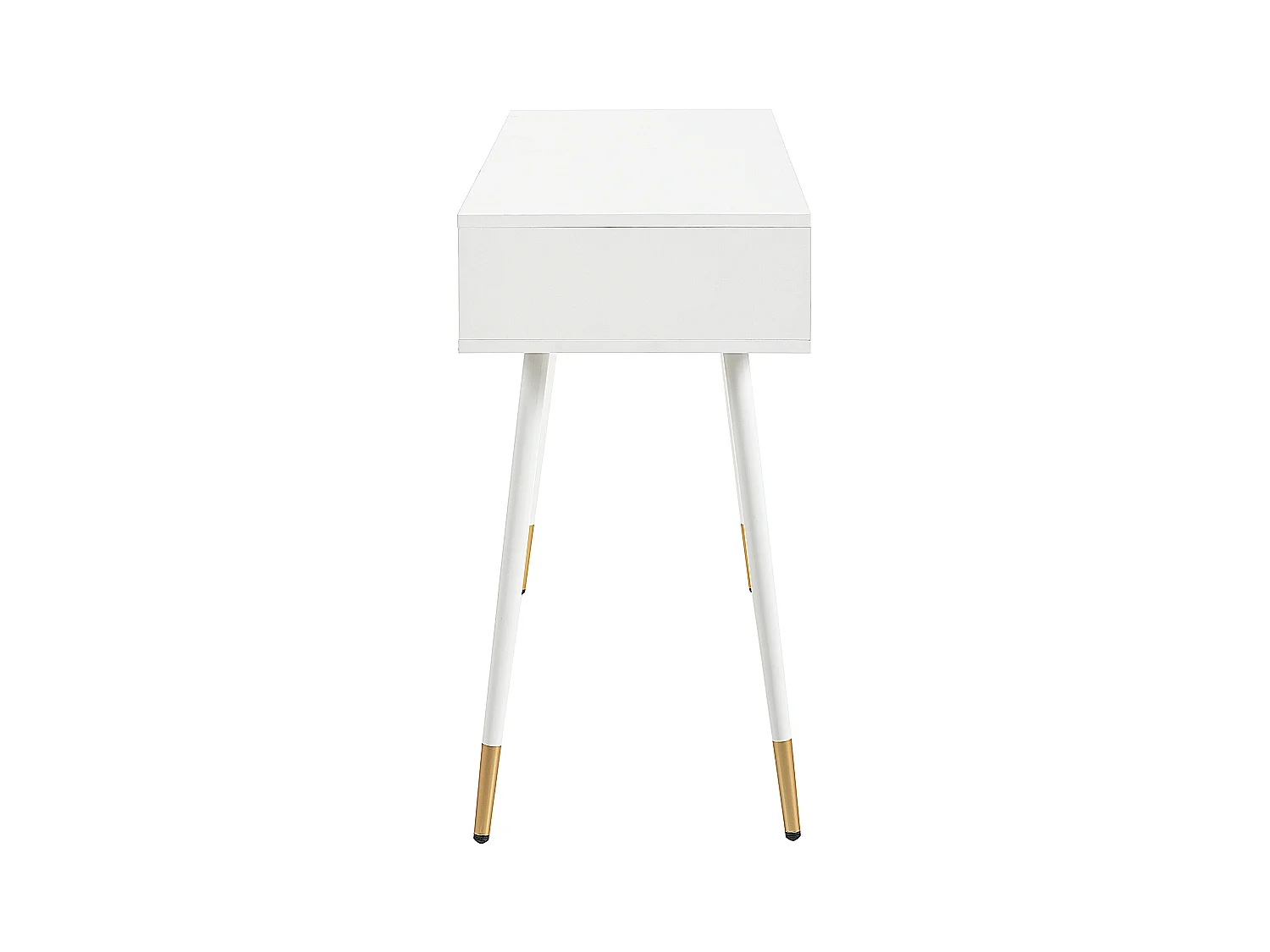 Meuble coiffeuse - 100 x 40 x 76 cm - bureau avec 2 tiroirs -  pieds en métal - MDF - blanc (sans miroir)