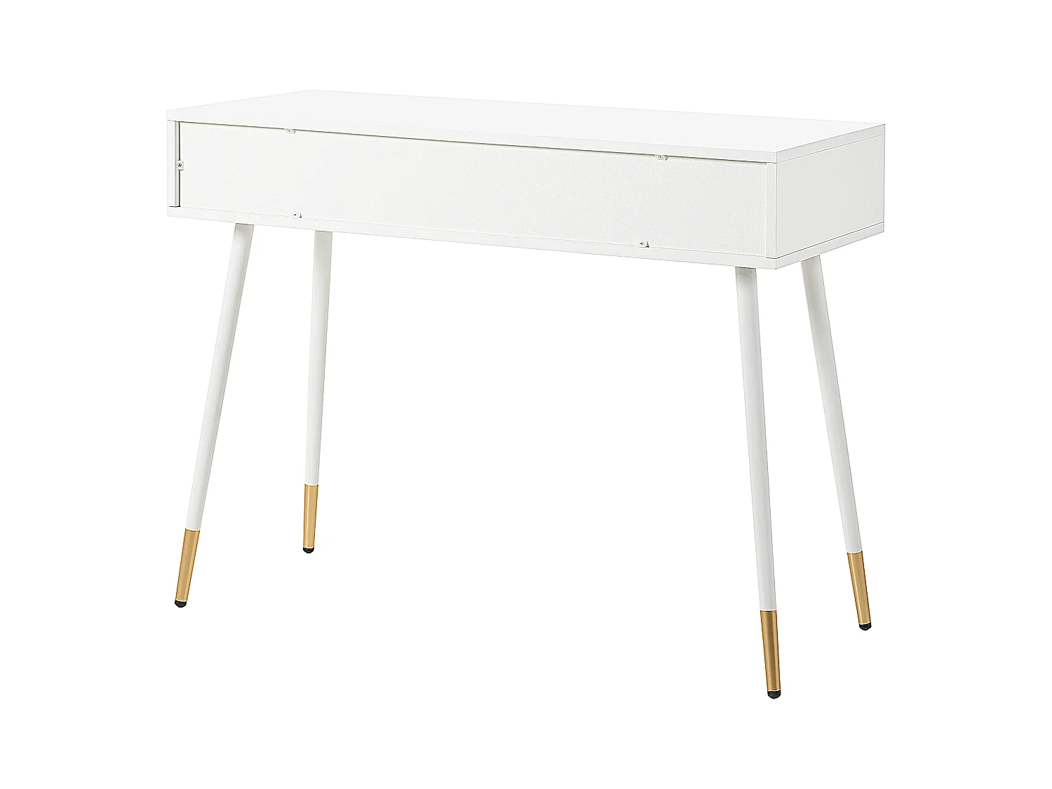 Meuble coiffeuse - 100 x 40 x 76 cm - bureau avec 2 tiroirs -  pieds en métal - MDF - blanc (sans miroir)