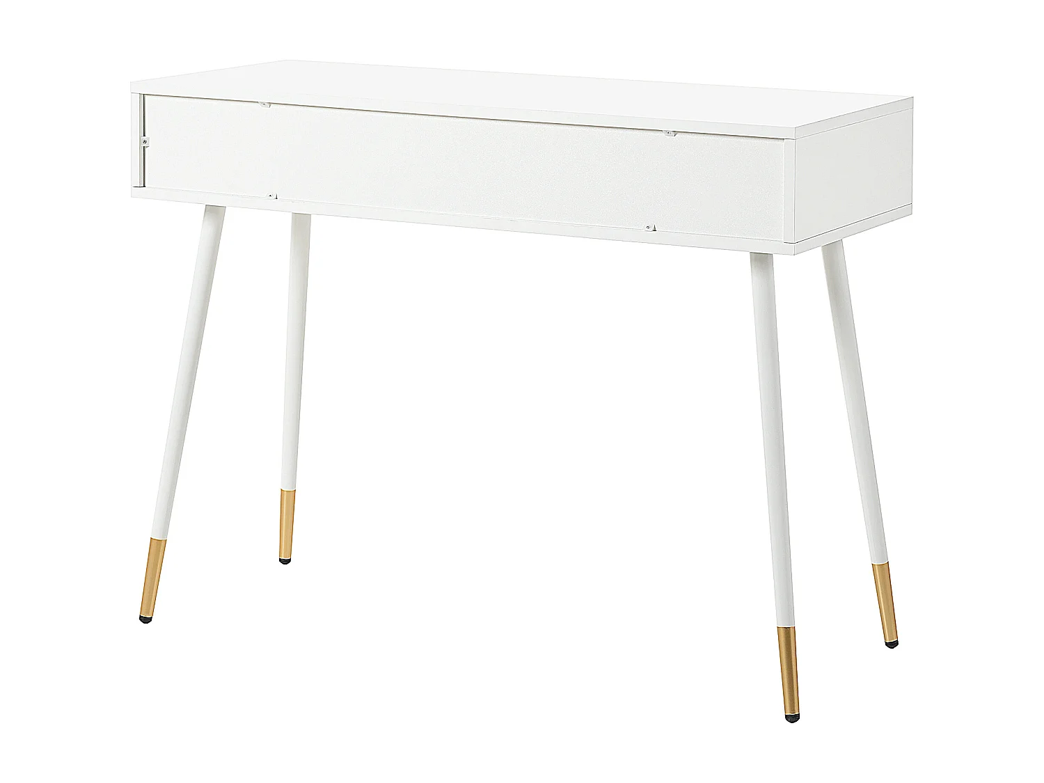 Schminktisch – 100 x 40 x 76 cm – Schreibtisch mit 2 Schubladen – Metallbeine – MDF – weiß (ohne Spiegel)