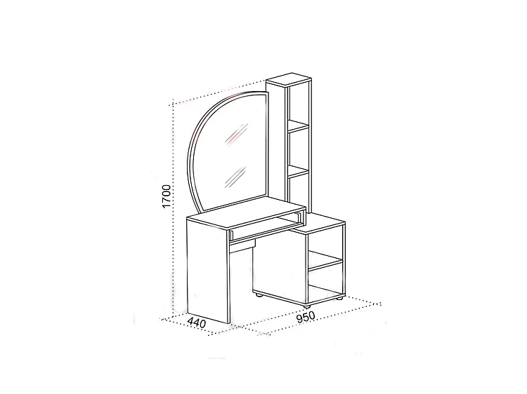 Toeletta moderna con specchio 170x95 cm beige, quercia e nero CU44