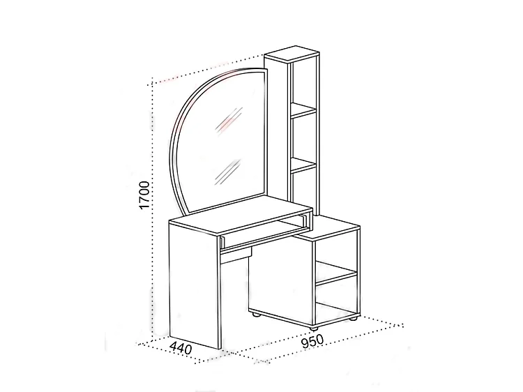 Toeletta moderna con specchio 170x95 cm beige, quercia e nero CU44