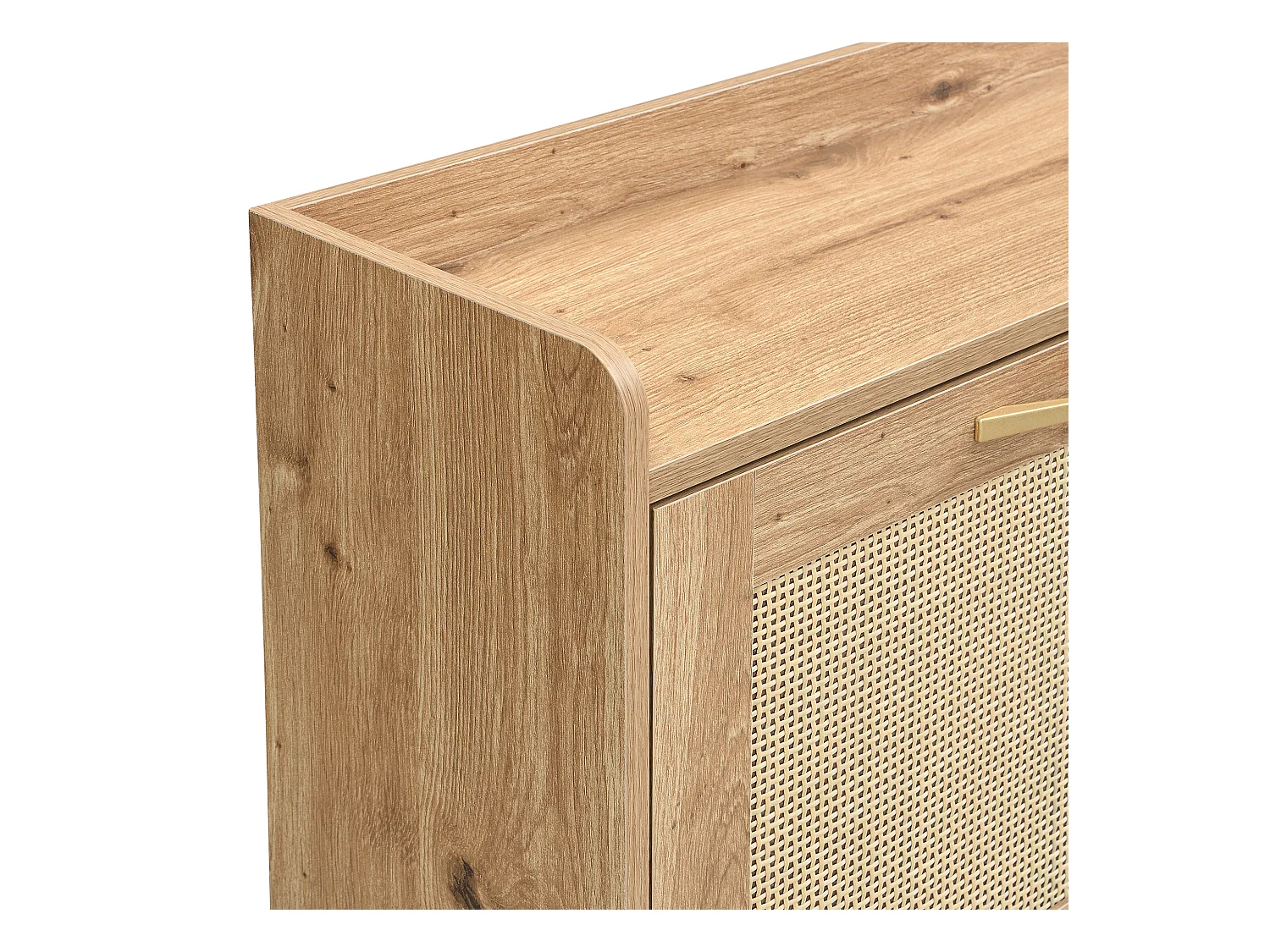 Moderne schoenenkast - met rattan deuren - 4 deuren - metalen frame - naturel