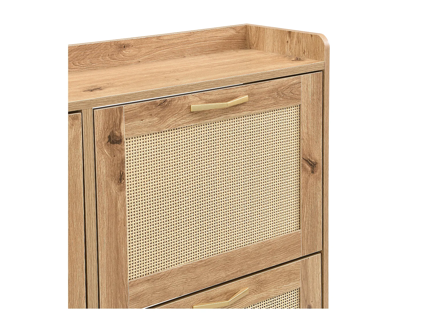 Moderne schoenenkast - met rattan deuren - 4 deuren - metalen frame - naturel