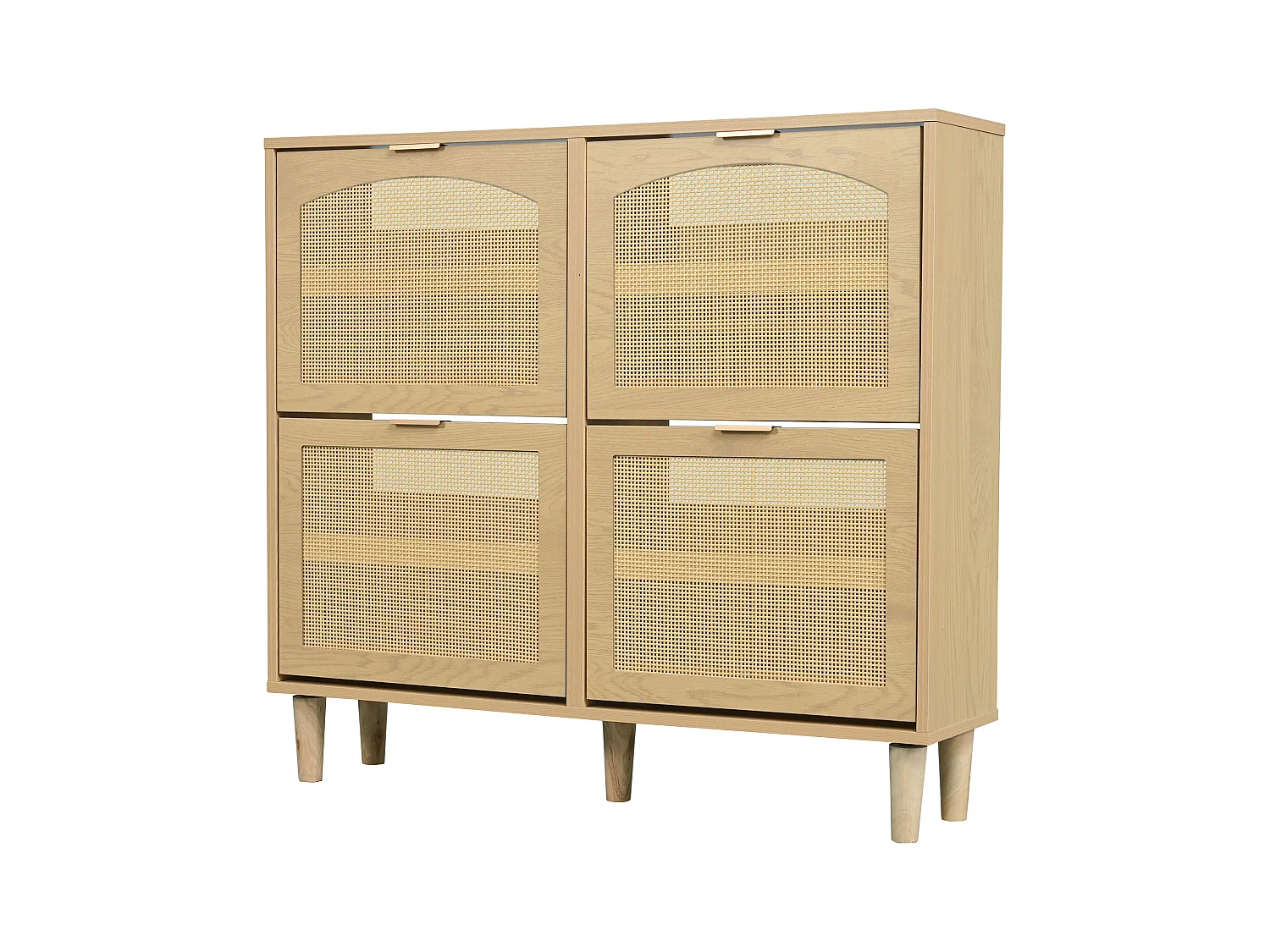 Meuble à chaussures en rotin - 100 x 25 x 90.3 cm - avec 4 tiroirs rabattables - aggloméré - naturel