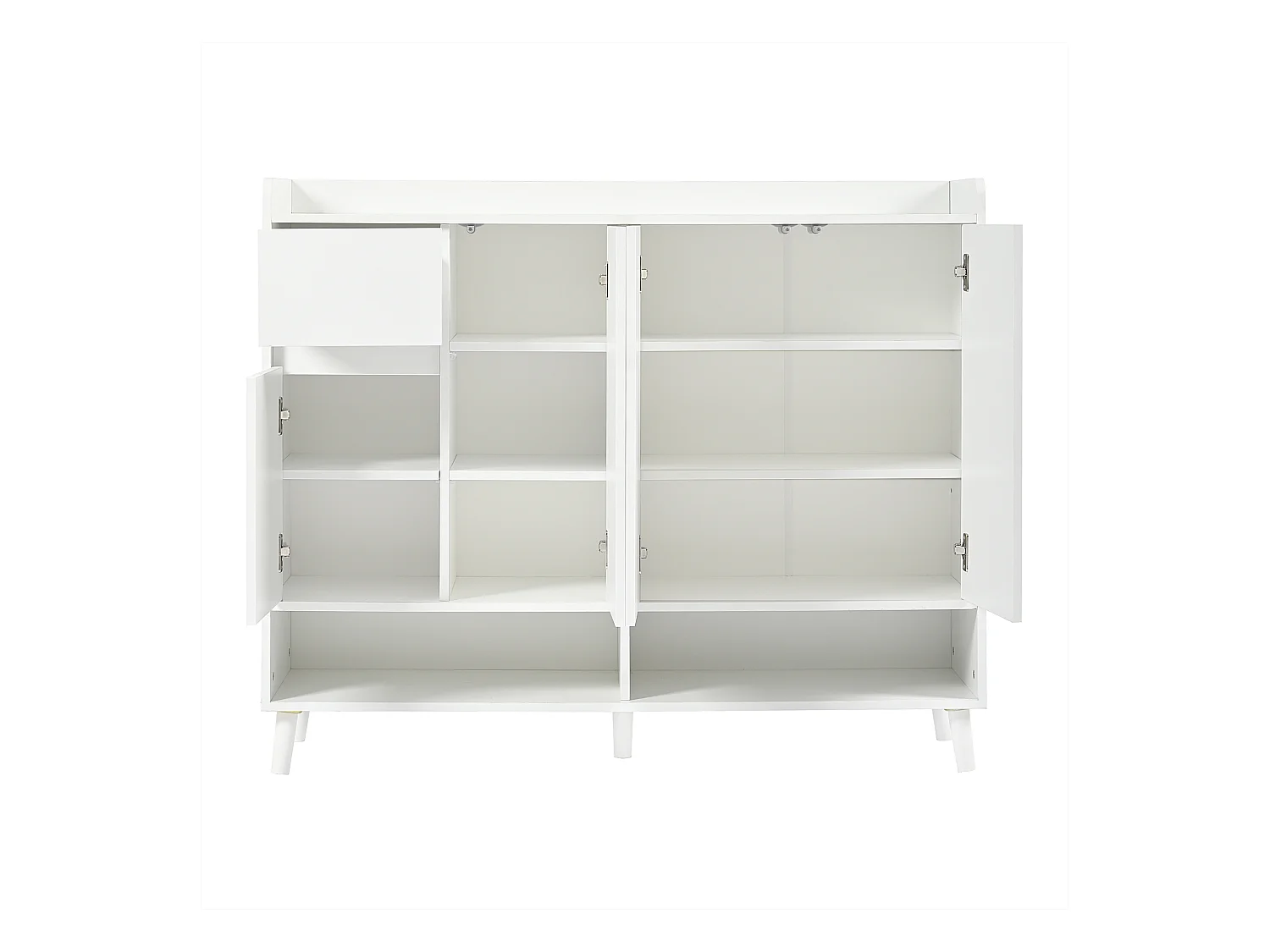 Zapatero - 120 x 35 x 99 cm - Con 4 puertas y 1 cajón + Estante ajustable - Gran capacidad - Aglomerado - blanco