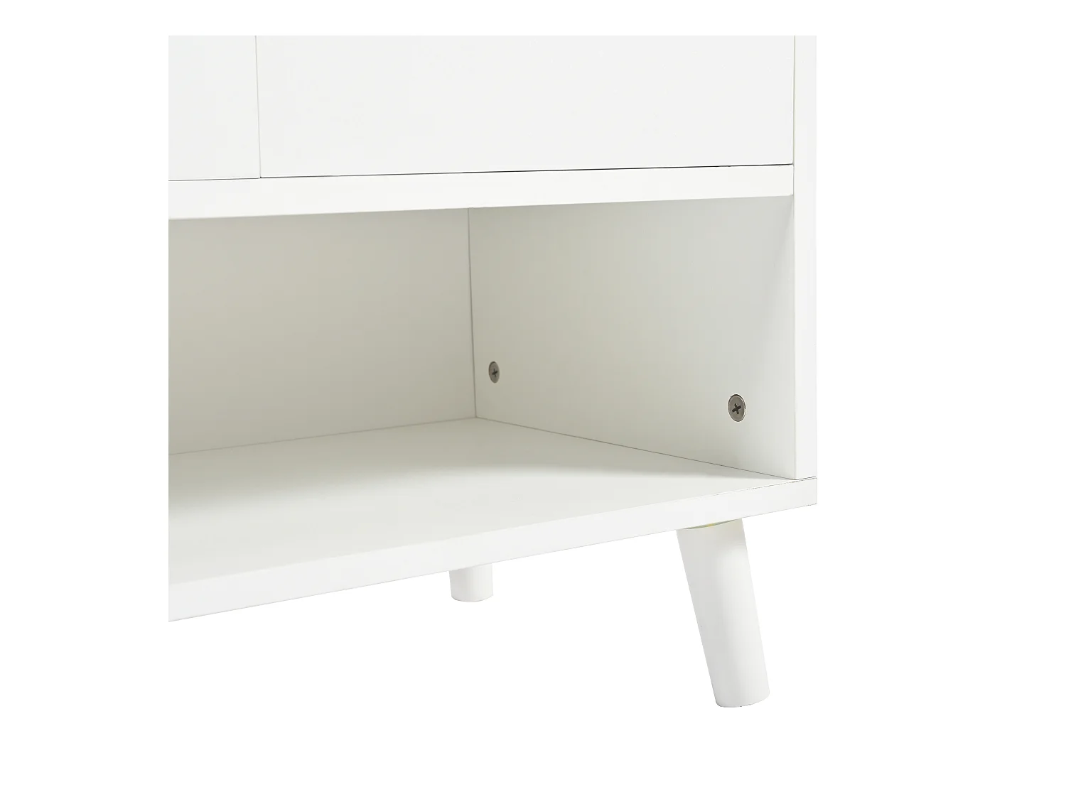 Schoenenkast - 120 x 35 x 99 cm - met 4 deuren en 1 lade + verstelbare plank - grote opbergruimte - spaanplaat - wit