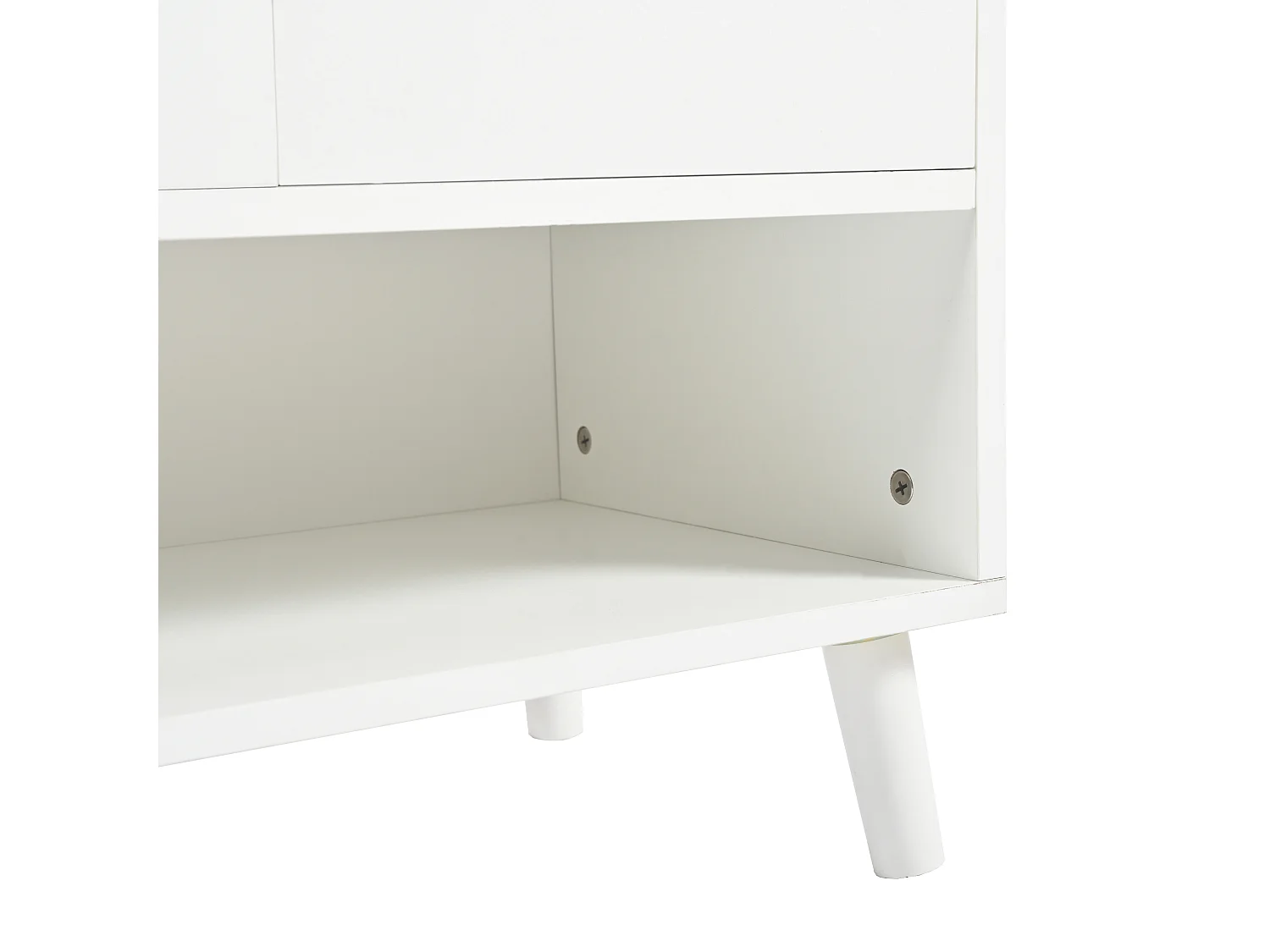 Meuble à chaussures  - 120 x 35 x 99 cm - avec 4 portes et 1 tiroir + étagère réglable - grand rangement - aggloméré - blanc