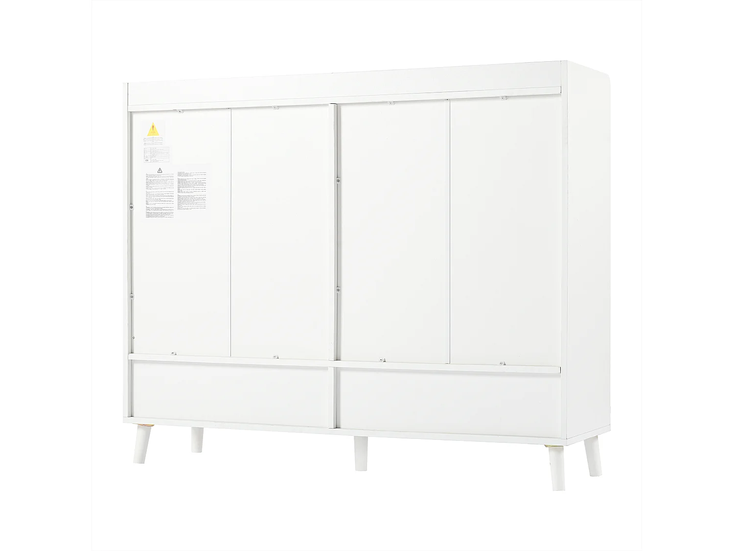 Meuble à chaussures  - 120 x 35 x 99 cm - avec 4 portes et 1 tiroir + étagère réglable - grand rangement - aggloméré - blanc