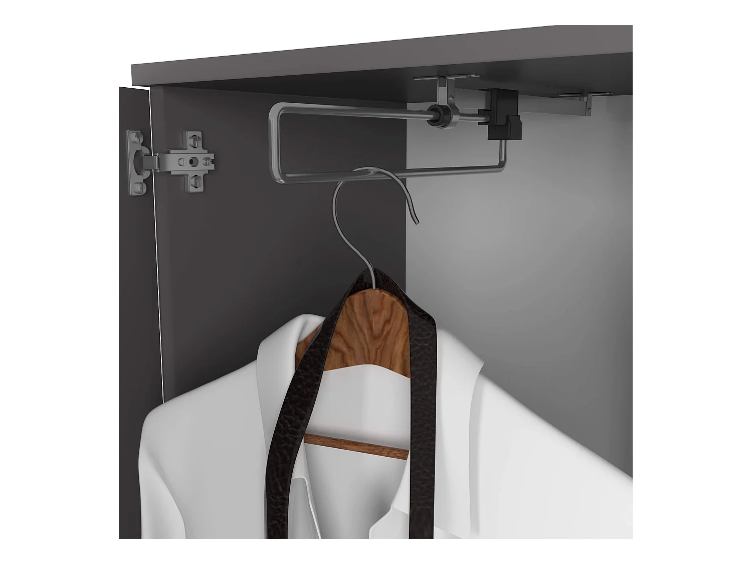 Hal set met spiegel ENTRO / Halmeubel met 3 Deuren en 1 Lade / Hal Kast / Kapstok en Schoenenkast / Grafietgrijs / 95 x 183 x 35 cm