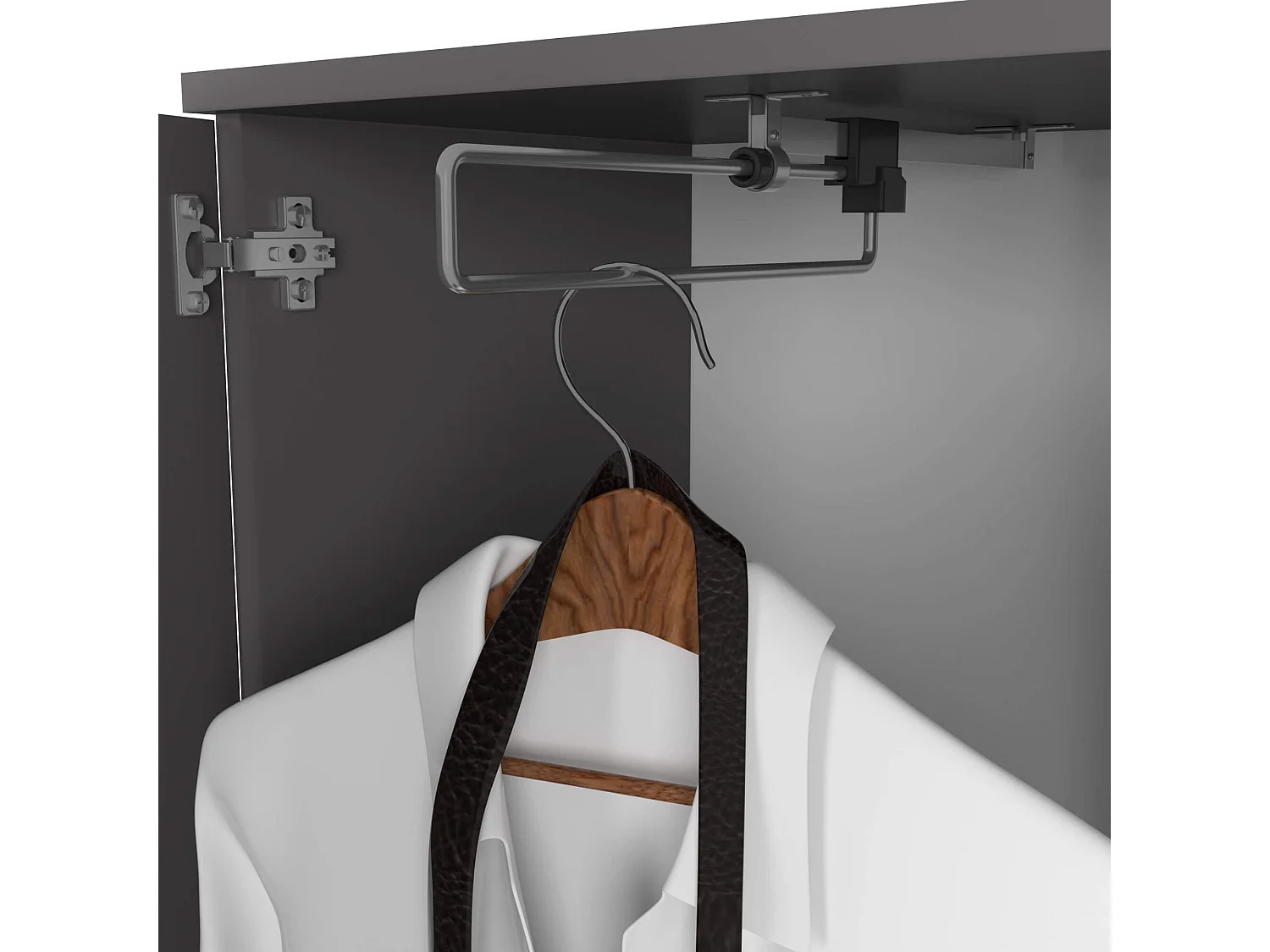 Ensemble de meubles d'entrée ENTRO Gris Graphite avec armoire et miroir 95 cm 3 portes 1 tiroir 7 étagères 95x35x183 cm