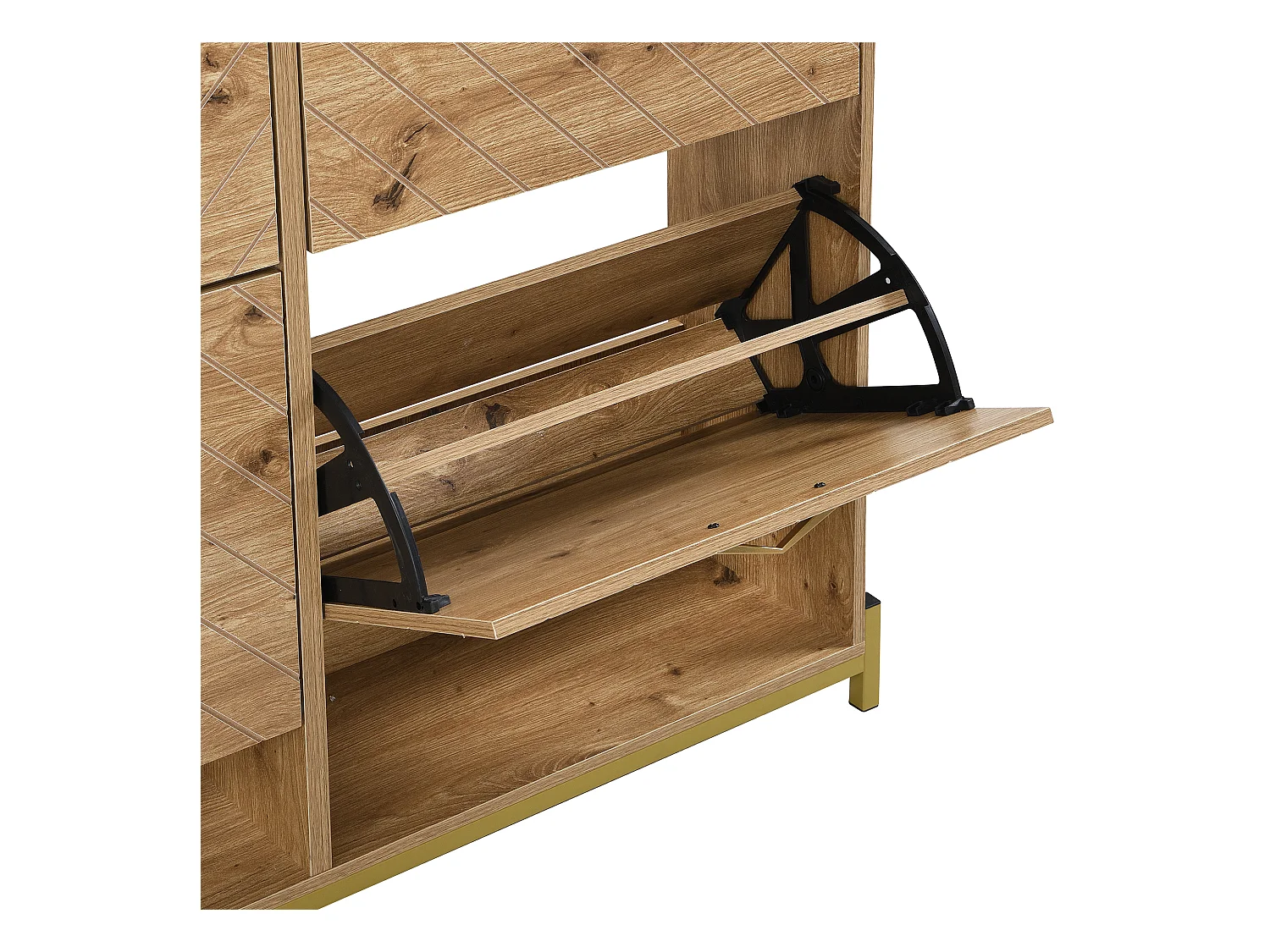 Mueble para zapatos moderno 108.5×24×100 cm - con 4 puertas - MDF - color natural