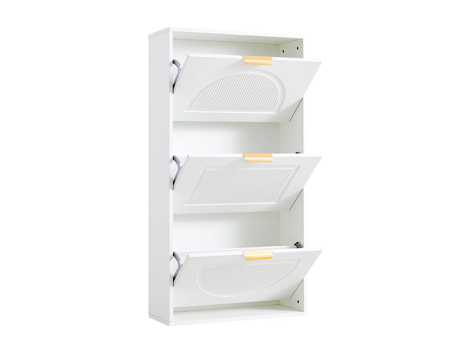 Meuble à chaussures étroit à 3 volets - 60 x 24 x 114 cm - pour salon - MDF - blanc