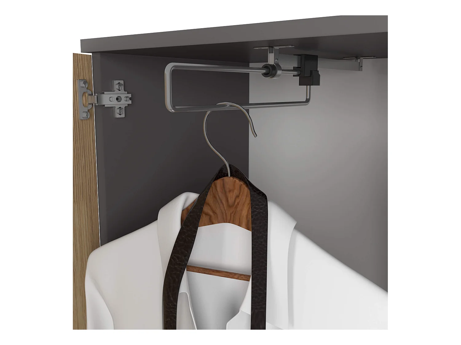 Ensemble de meubles d'entrée ENTRO Gris graphite, Chêne Artisan avec armoire et miroir 95 cm 3 portes 1 tiroir 7 étagères 95x35x183 cm