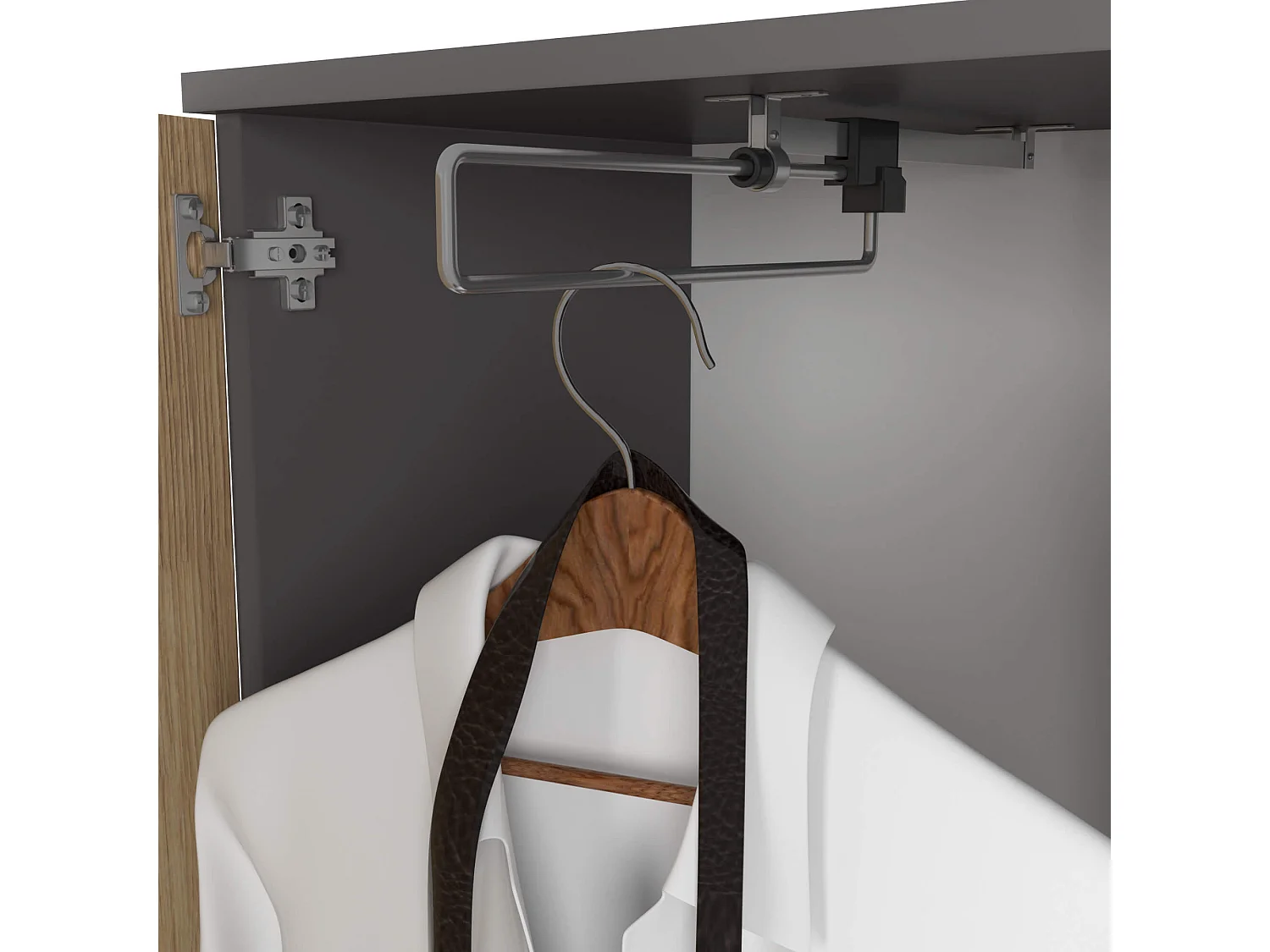 Ensemble de meubles d'entrée ENTRO Gris graphite, Chêne Artisan avec armoire et miroir 95 cm 3 portes 1 tiroir 7 étagères 95x35x183 cm