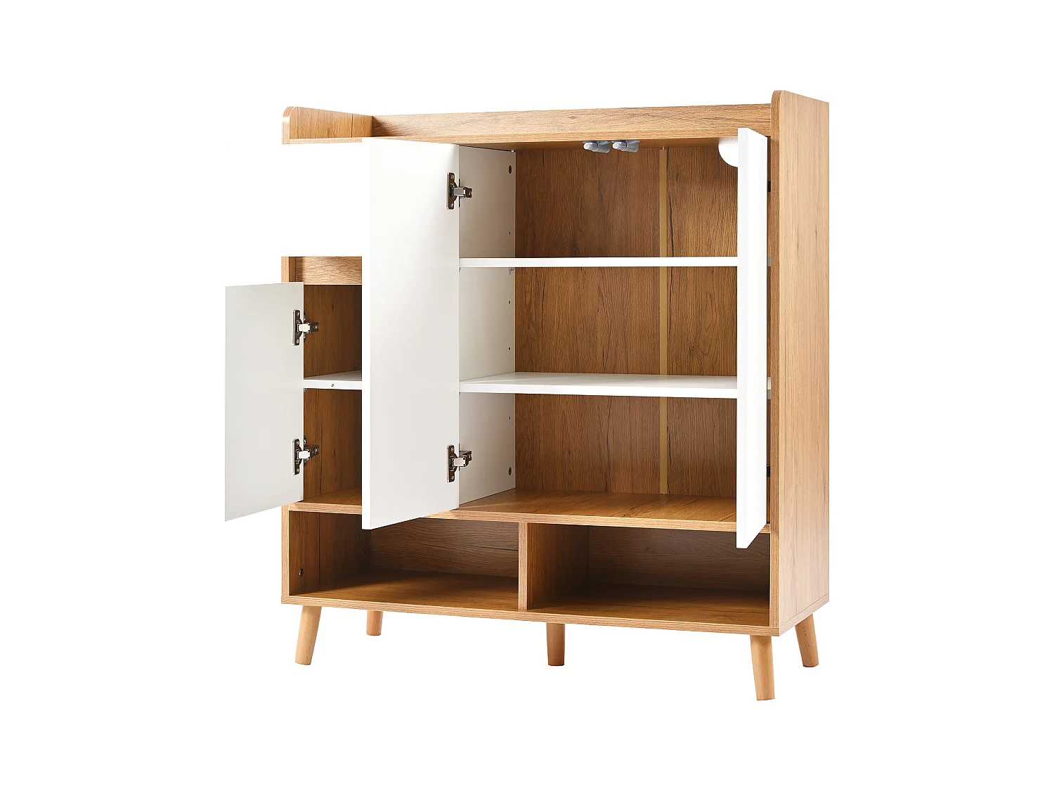 Meuble à chaussures - 90 x 35 x 99 cm - avec étagères réglables + 1 tiroirs + 3 portes - aggloméré - blanc