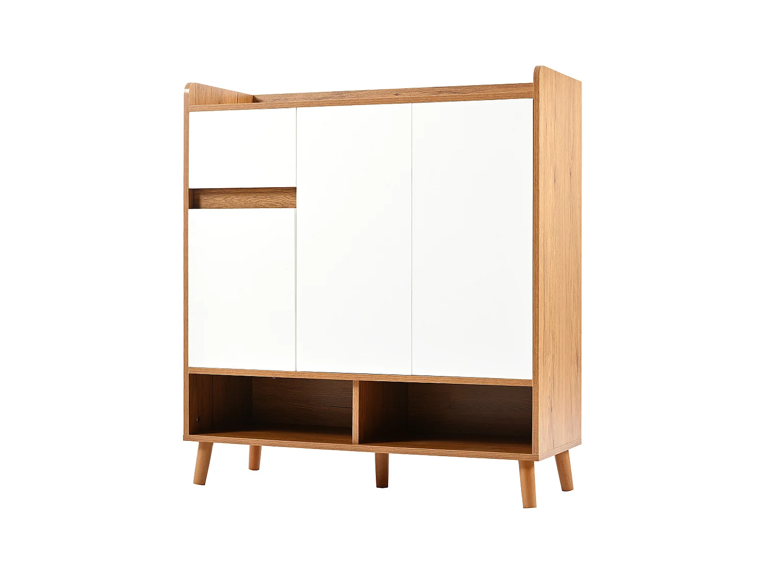 Meuble à chaussures - 90 x 35 x 99 cm - avec étagères réglables + 1 tiroirs + 3 portes - aggloméré - blanc