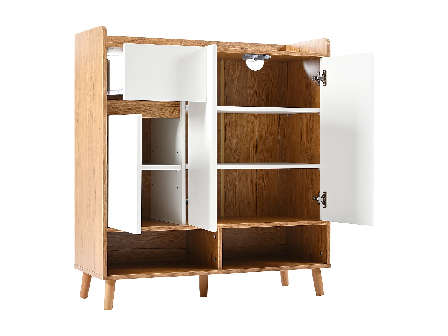 Zapatero - 90 x 35 x 99 cm - con estantes ajustables + 1 cajón + 3 puertas - aglomerado - blanco