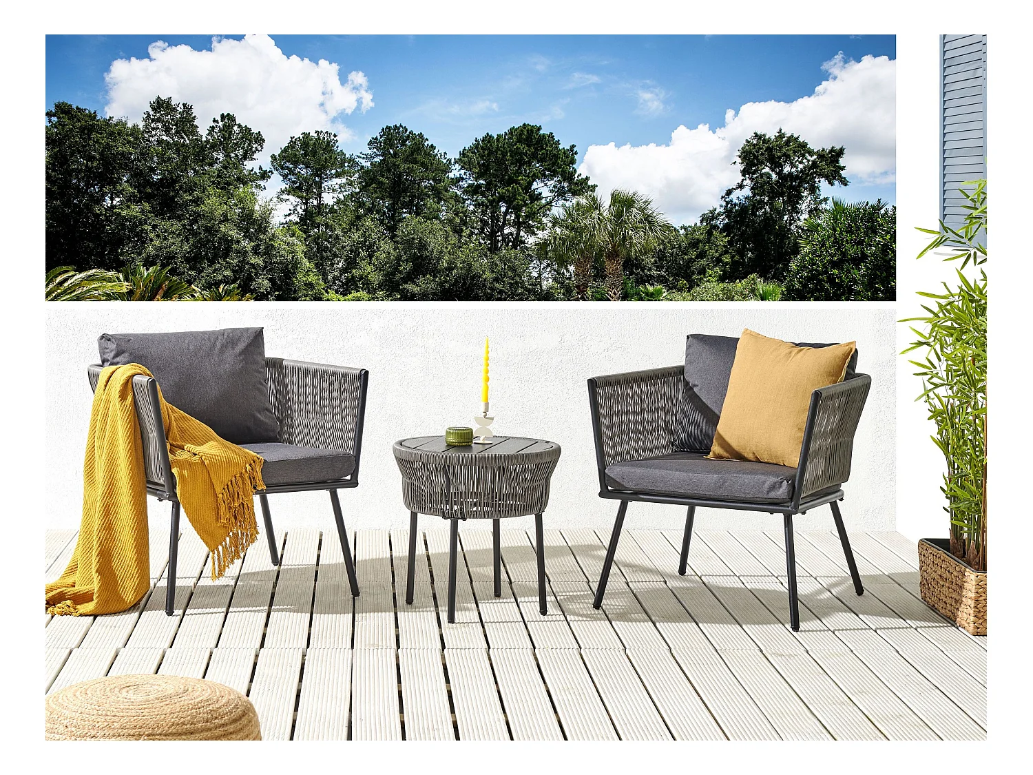 Ensemble de housses de coussins d'extérieur GARGANO Gris