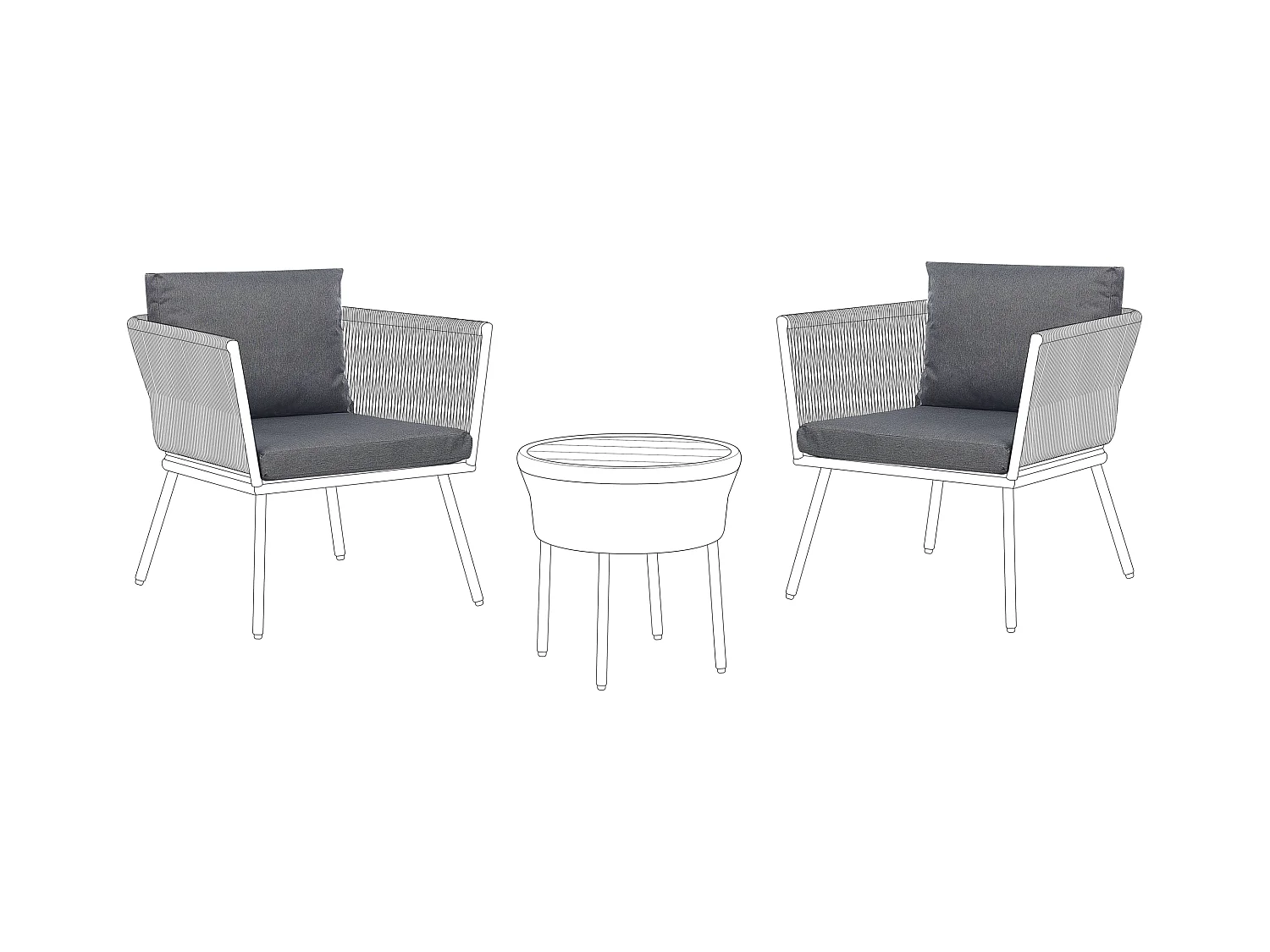 Outdoor-Kissenbezug-Set mit Sitz- und Rückenkissenhüllen grau Modell Gargano