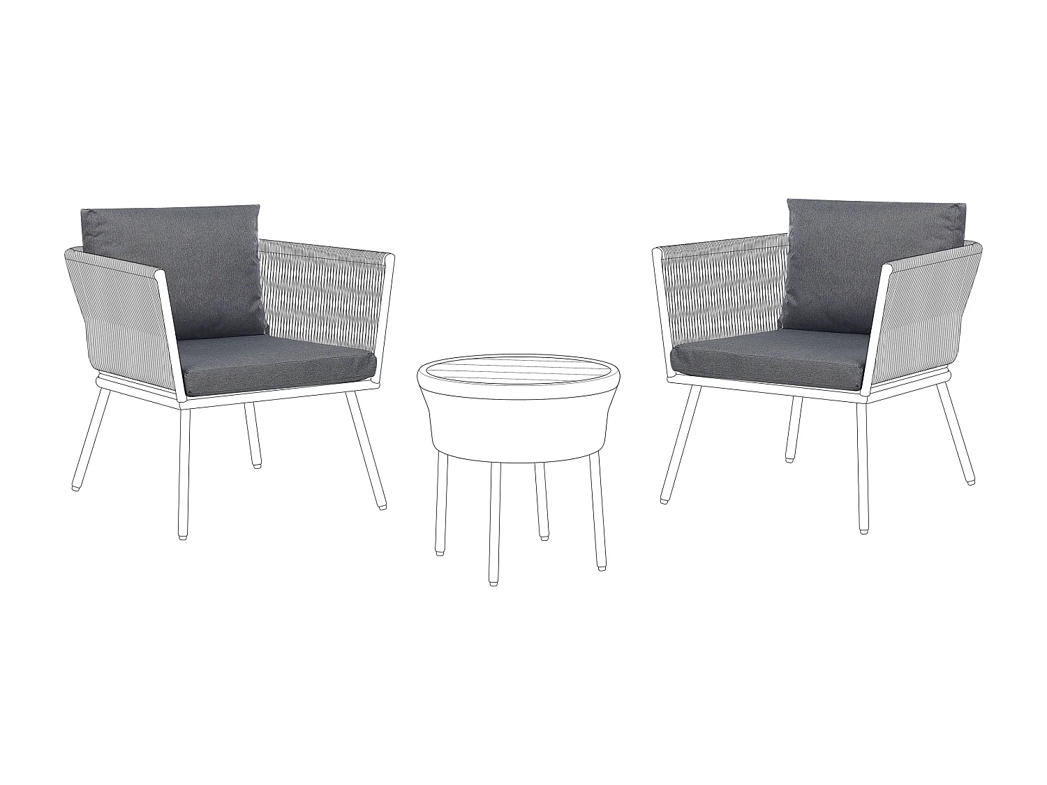 Ensemble de housses de coussins d'extérieur GARGANO Gris