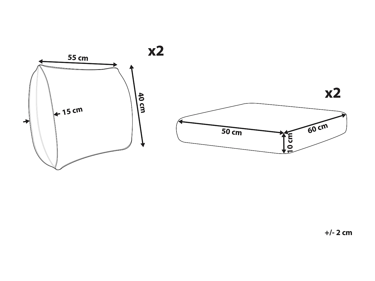 Ensemble de housses de coussins d'extérieur GARGANO Gris