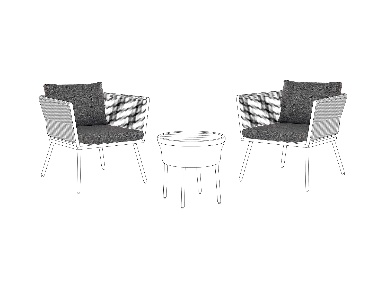 Ensemble de housses de coussins d'extérieur GARGANO Gris foncé