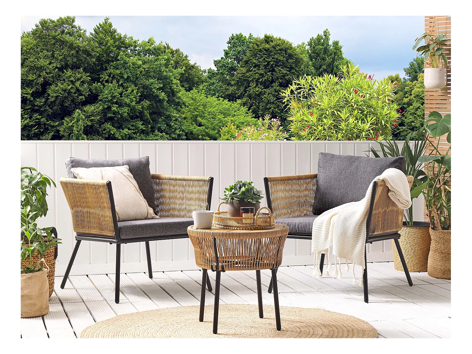 Ensemble de housses de coussins d'extérieur GARGANO Gris foncé