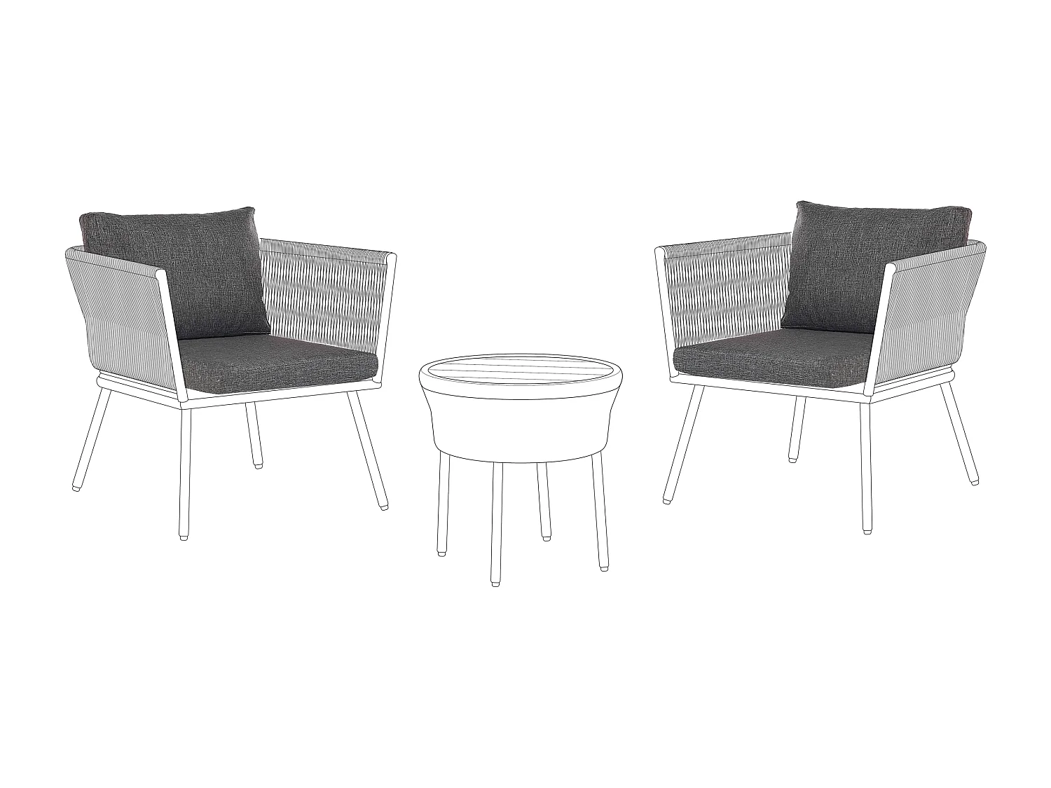 Ensemble de housses de coussins d'extérieur GARGANO Gris foncé