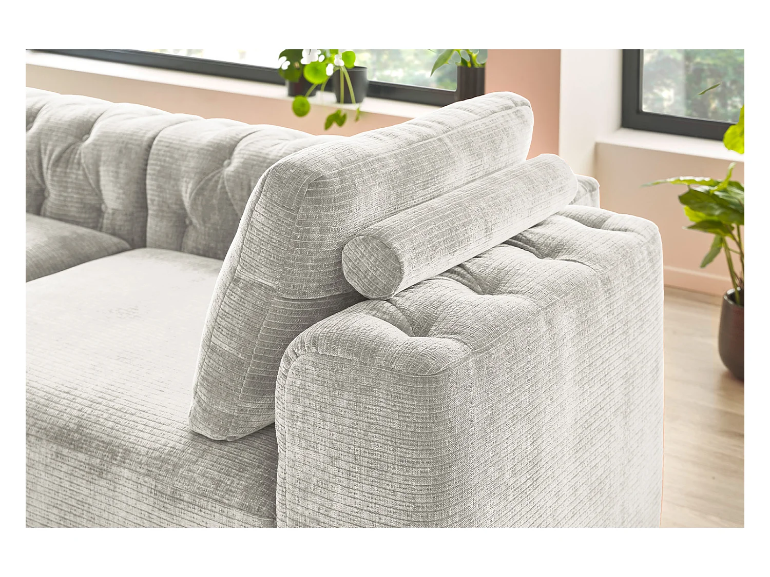 Coussin - argent Velours côtelé - SEPHI