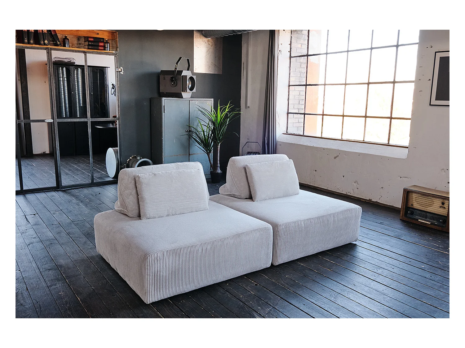 Coussin - gris clair Velours côtelé - WIOLO SOFT