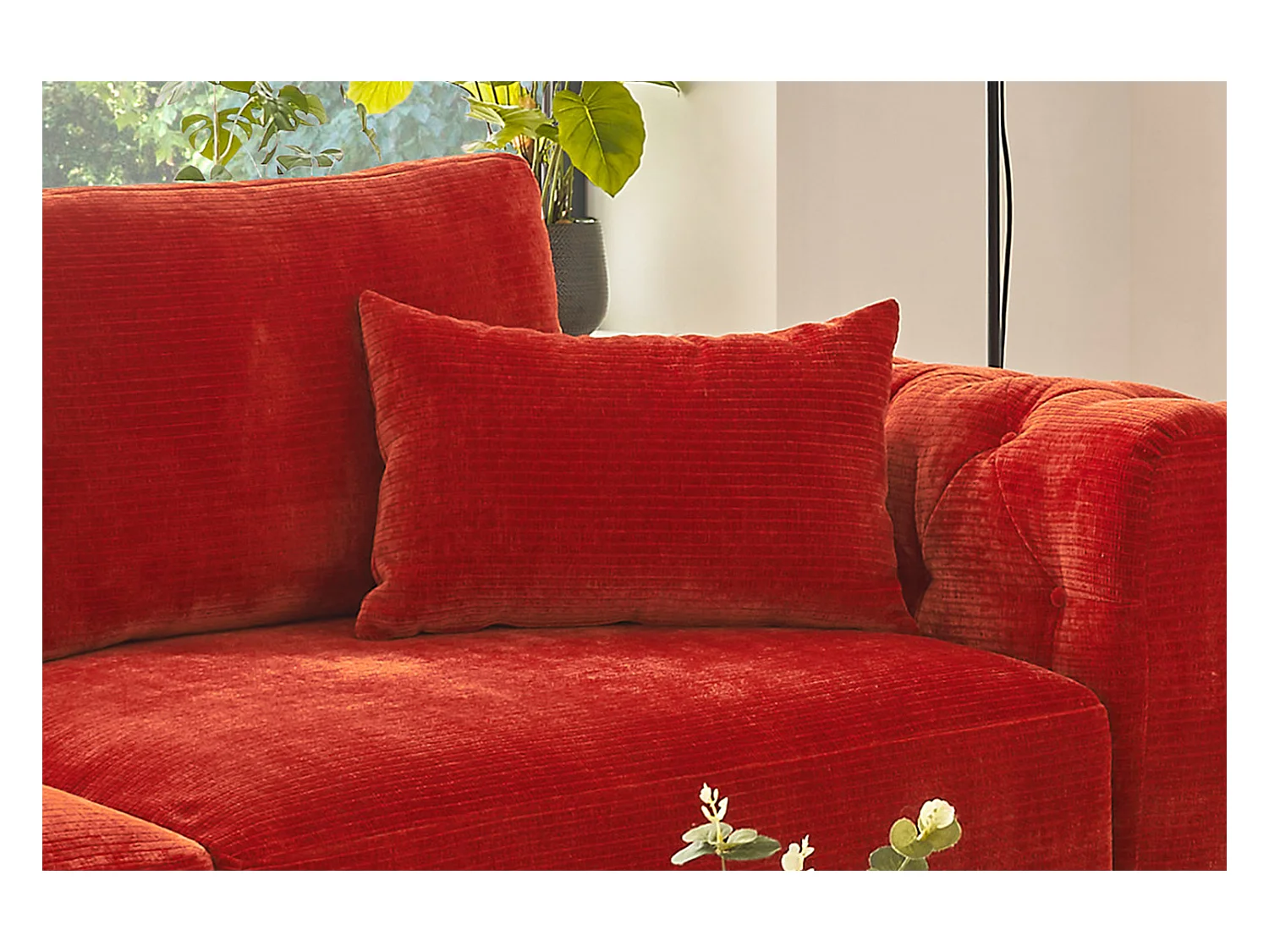 Coussin - Rouge Velours côtelé - SEPHI
