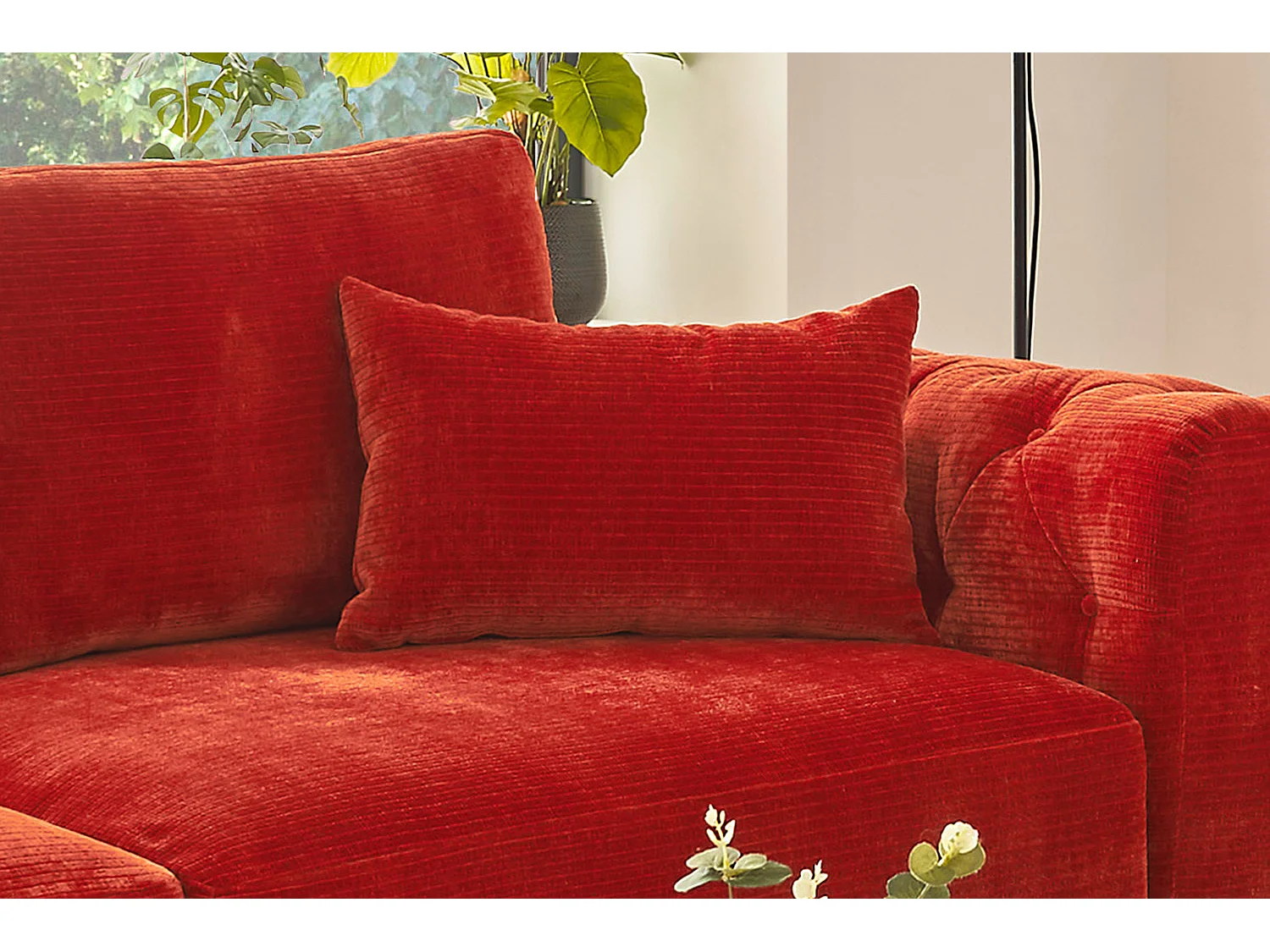 Coussin pointu - Rouge Velours côtelé - SEPHI