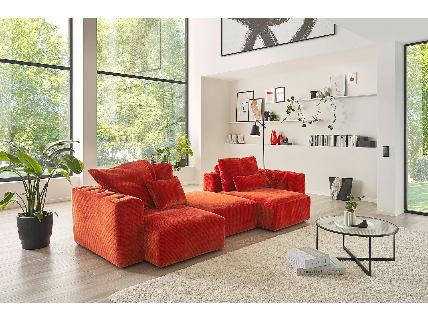 Coussin pointu - Rouge Velours côtelé - SEPHI