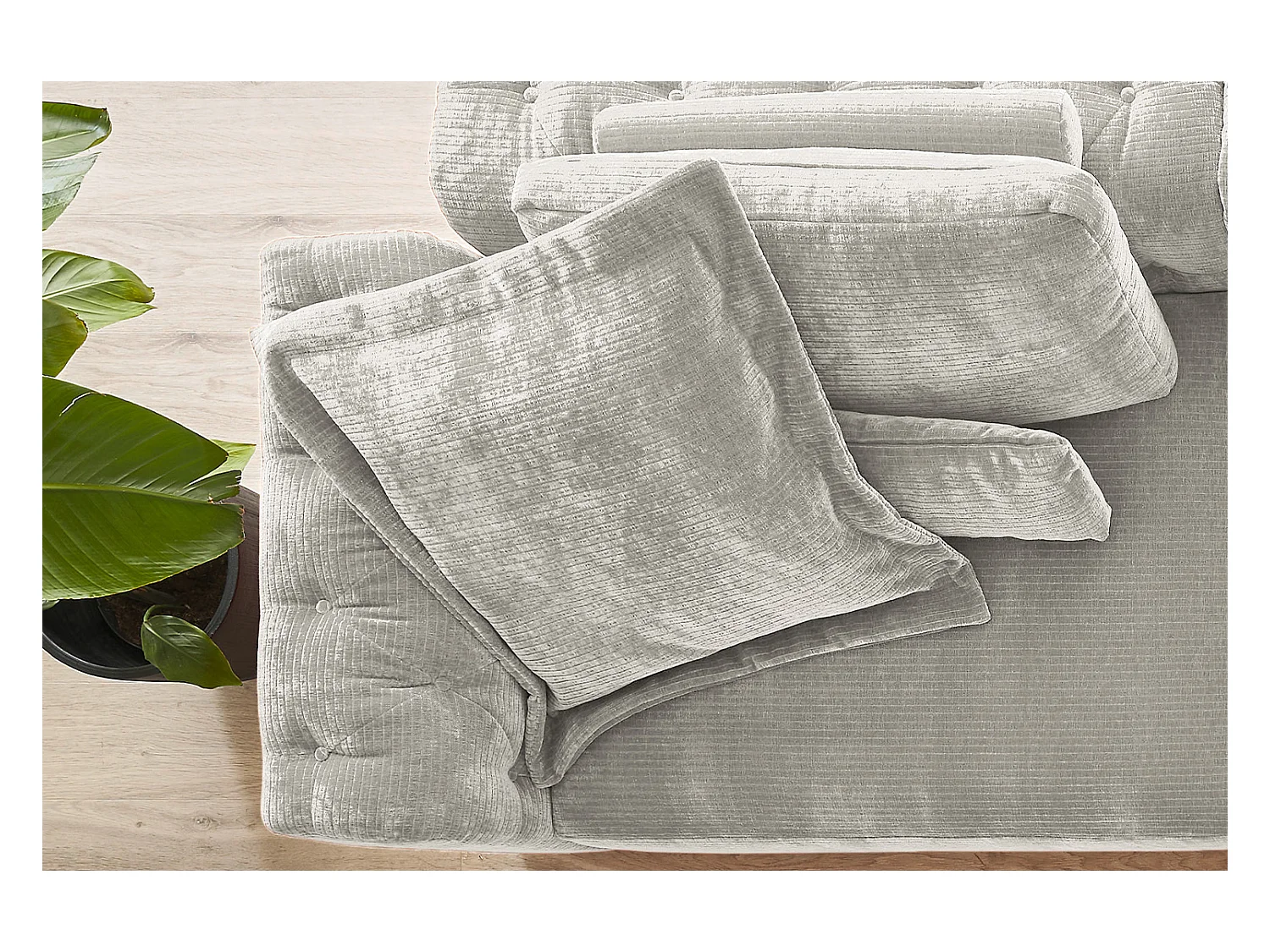 Coussin - argent Velours côtelé - SEPHI