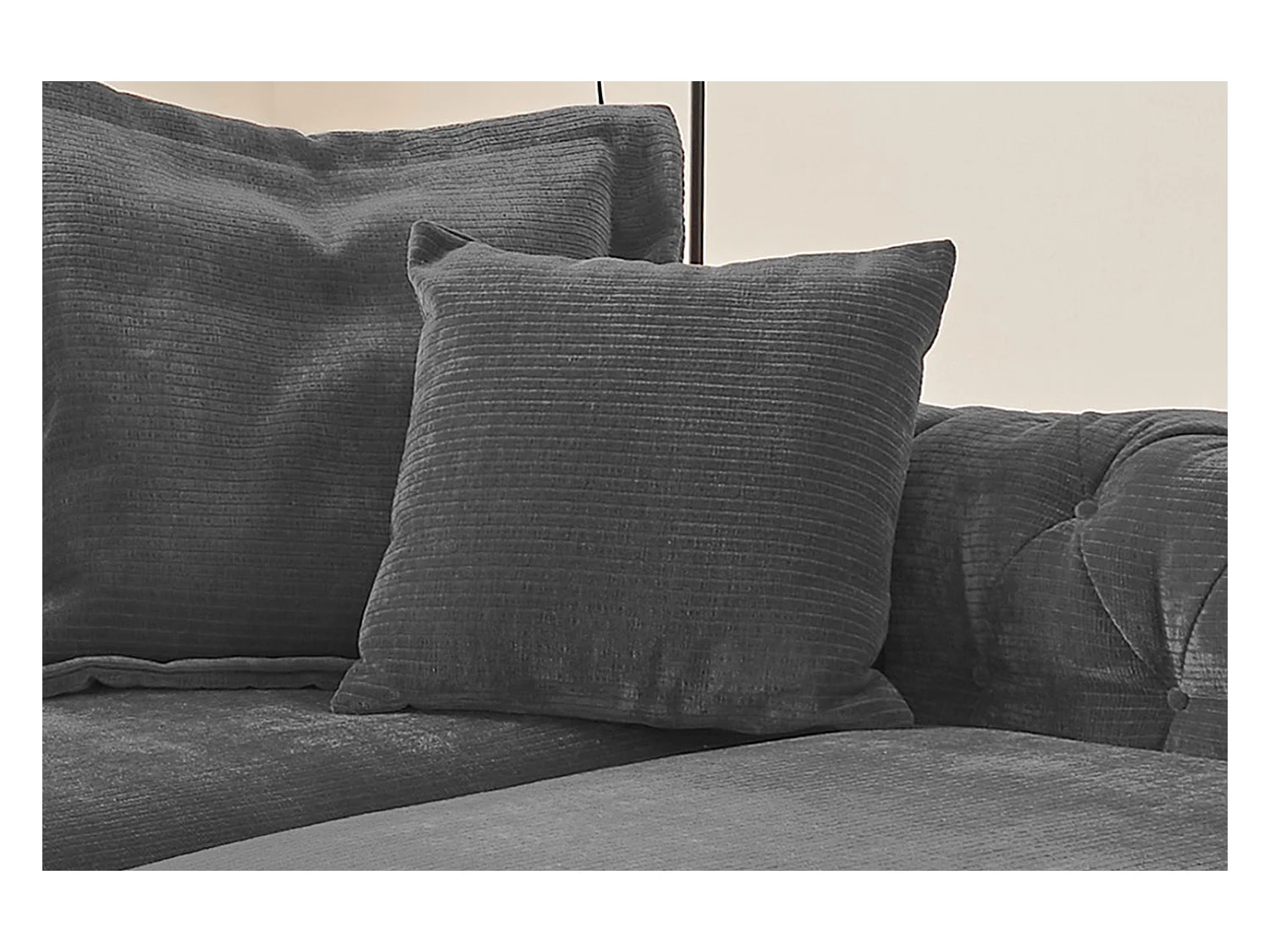 Coussin - anthracite Velours côtelé - SEPHI