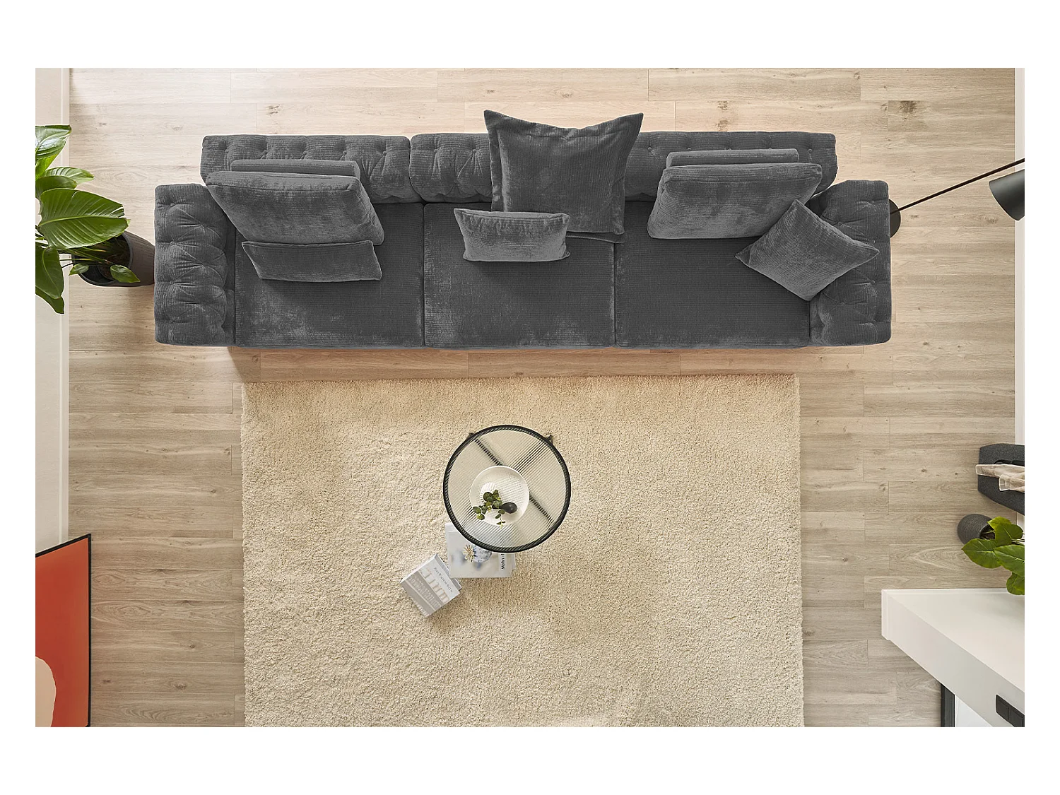 Coussin - anthracite Velours côtelé - SEPHI