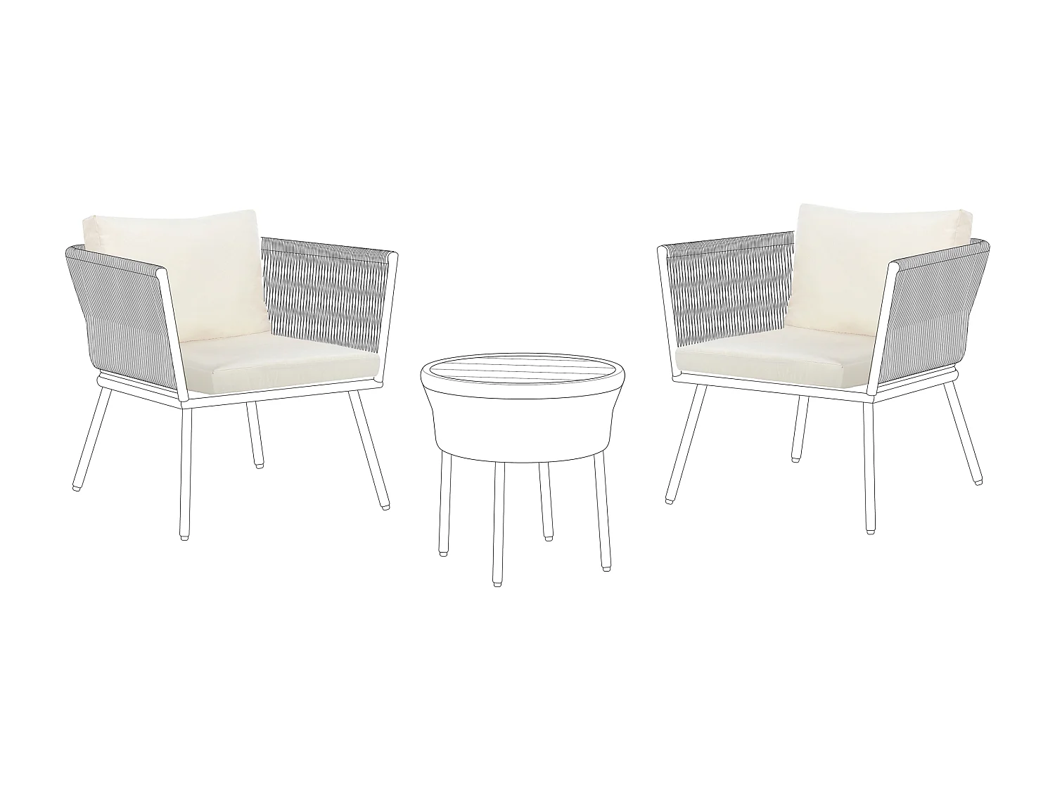 Outdoor-Kissenbezug-Set mit Sitz- und Rückenkissenhüllen hellbeige Modell Gargano