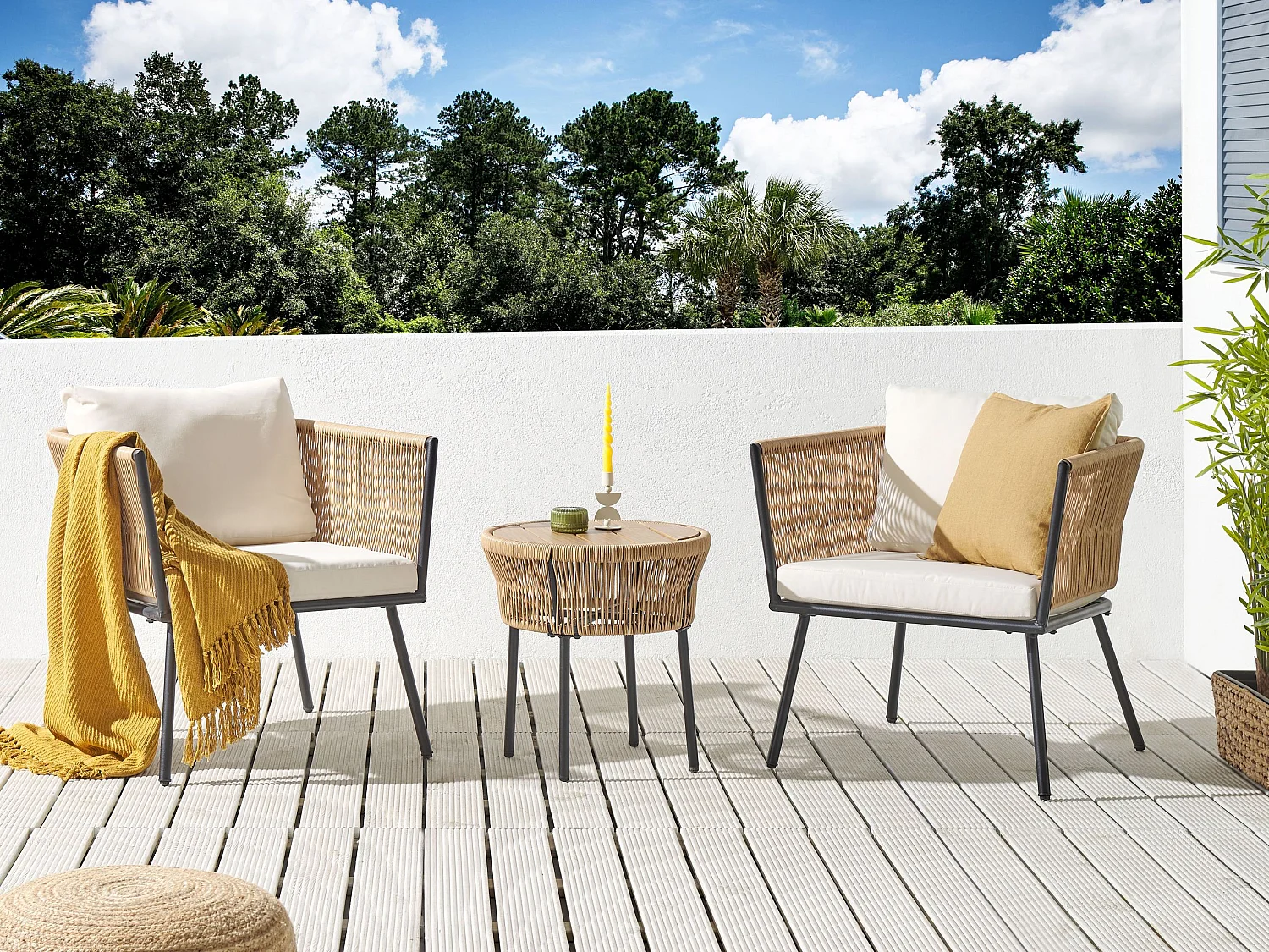 Outdoor-Kissenbezug-Set mit Sitz- und Rückenkissenhüllen hellbeige Modell Gargano