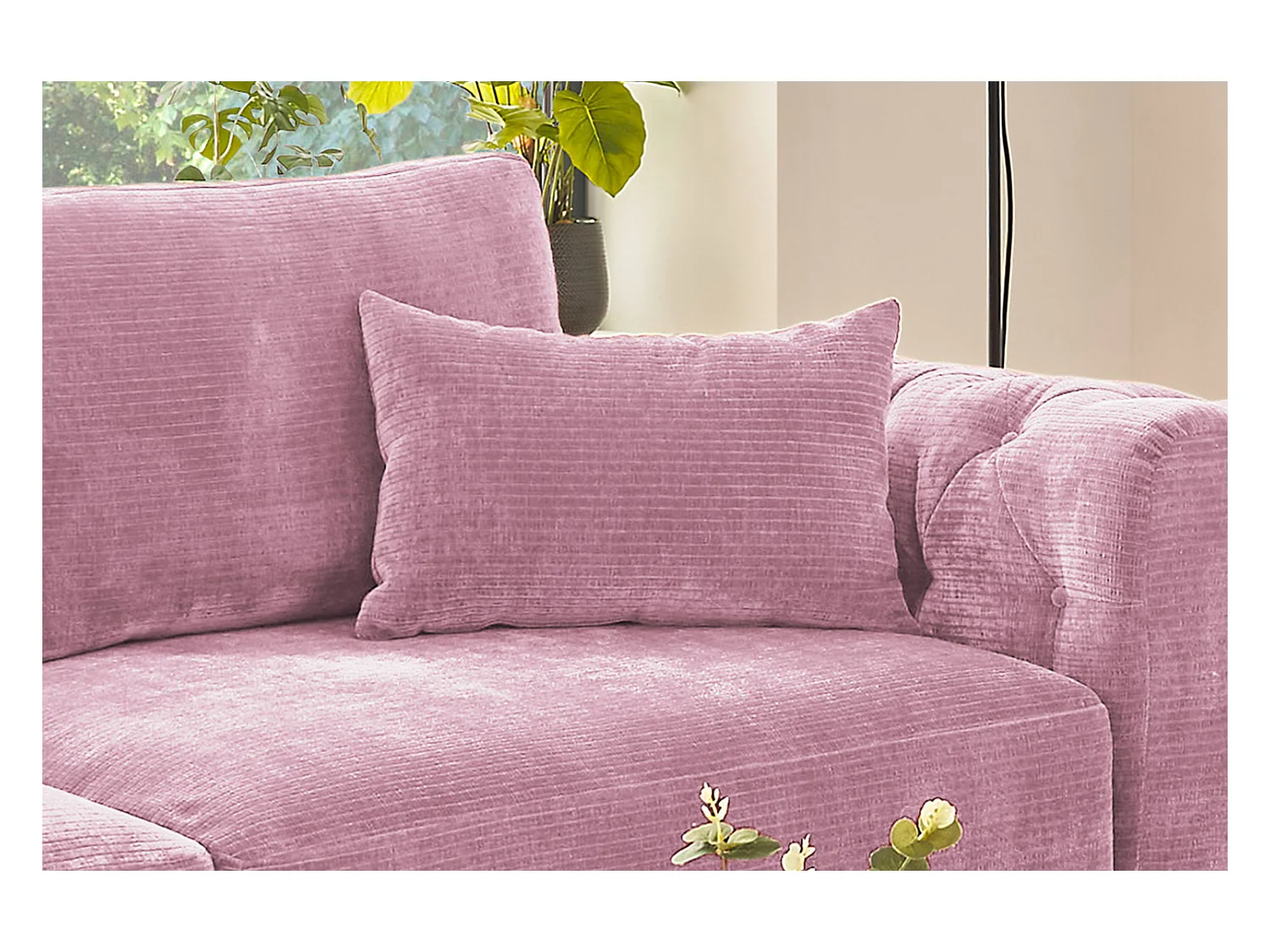 Coussin - Rose Velours côtelé - SEPHI