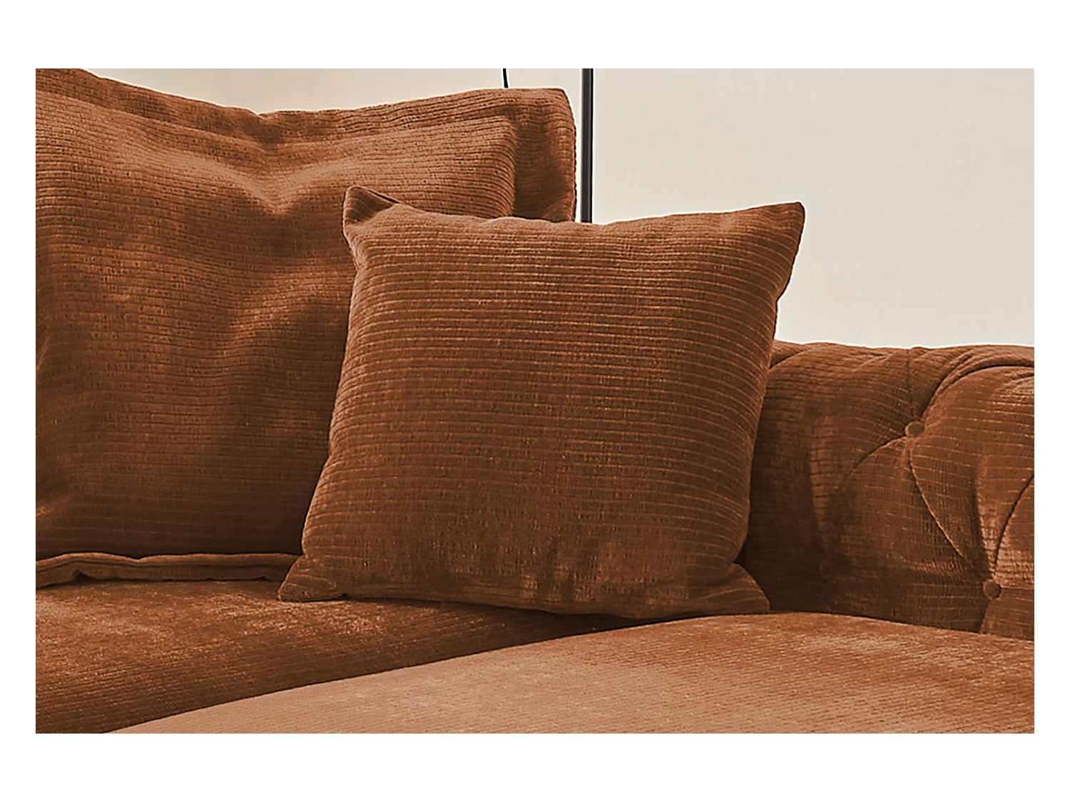 Coussin - brun rougeâtre Velours côtelé - SEPHI