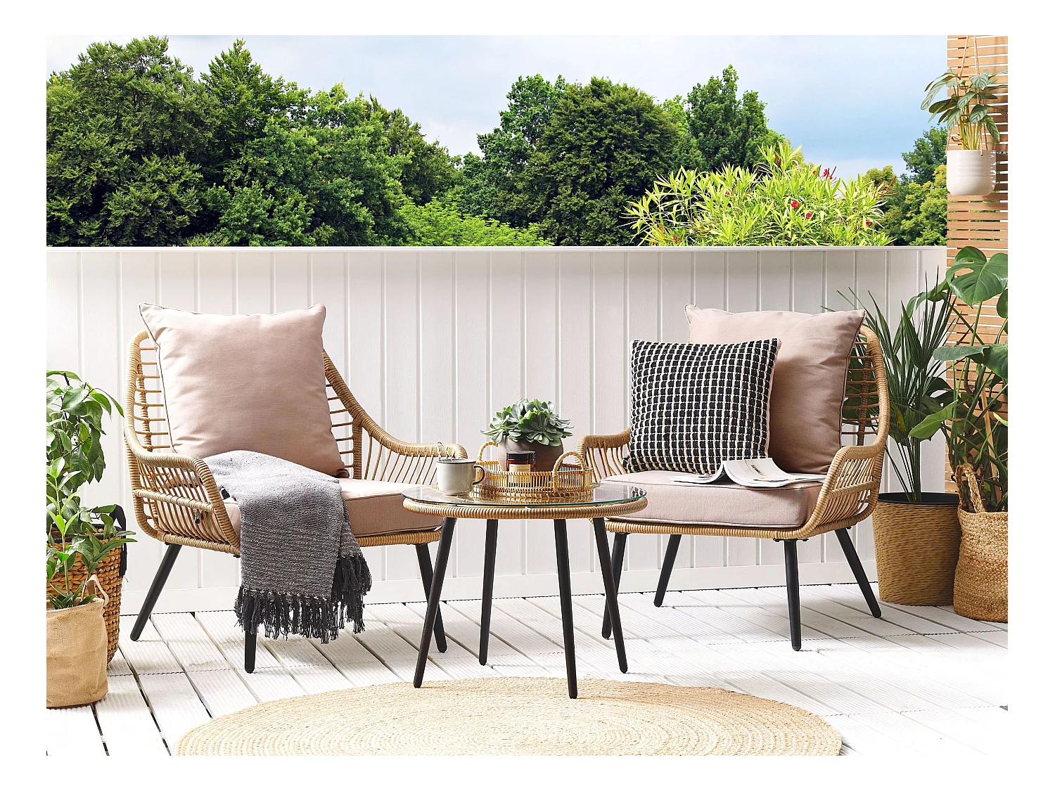 Ensemble de housses de coussins d'extérieur LAURETO Beige